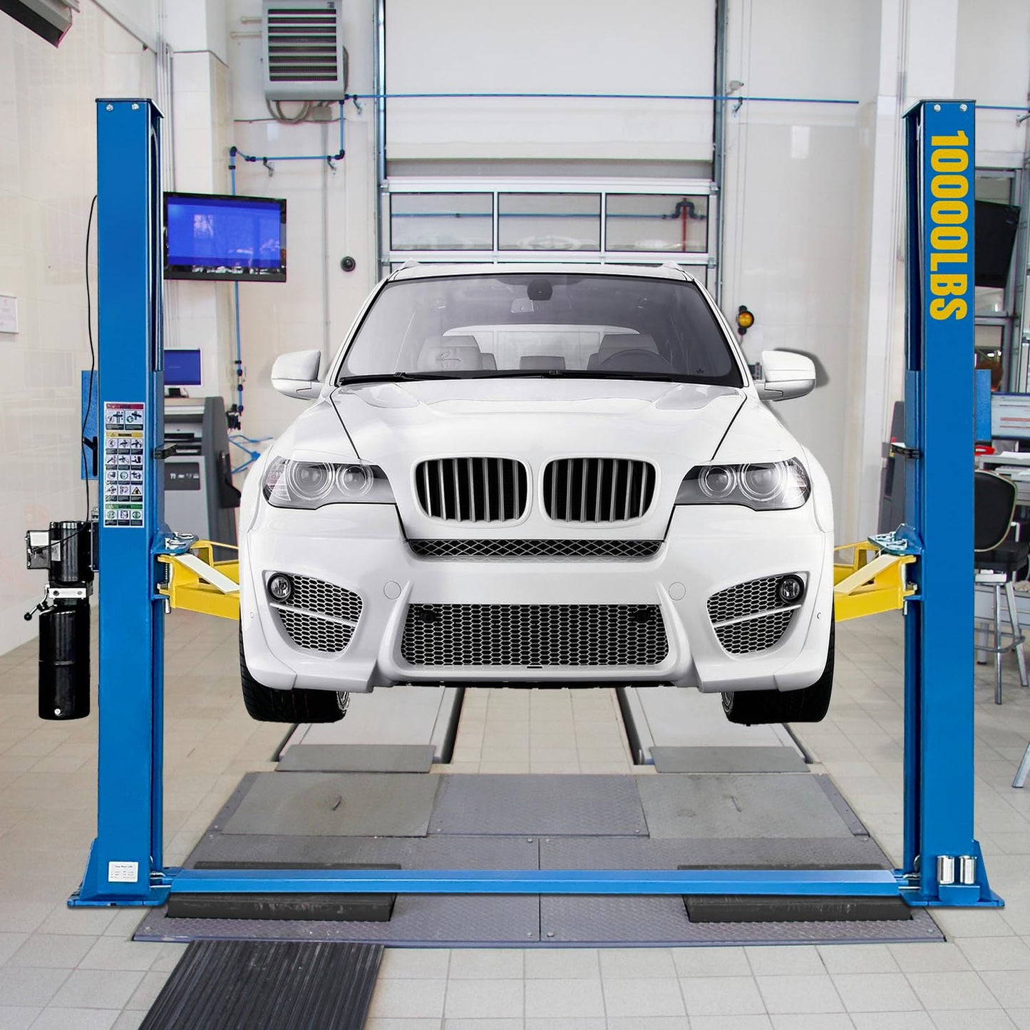 DMC-FPPS 220V Two Post Car Lift 10,000 LBS Floor Plate, Single-Sided Unlocking 2 Posts Auto Hoist Truck Lift for Garage 3 Year Warranty