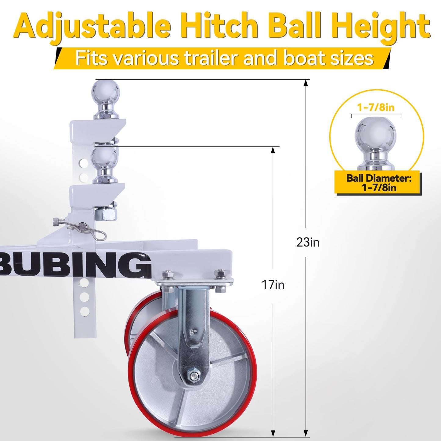 Trailer Mover Dolly 3,500 lb Tongue Weight Capacity for RV Boat Motorcycle Jetski 1-7/8 in Ball