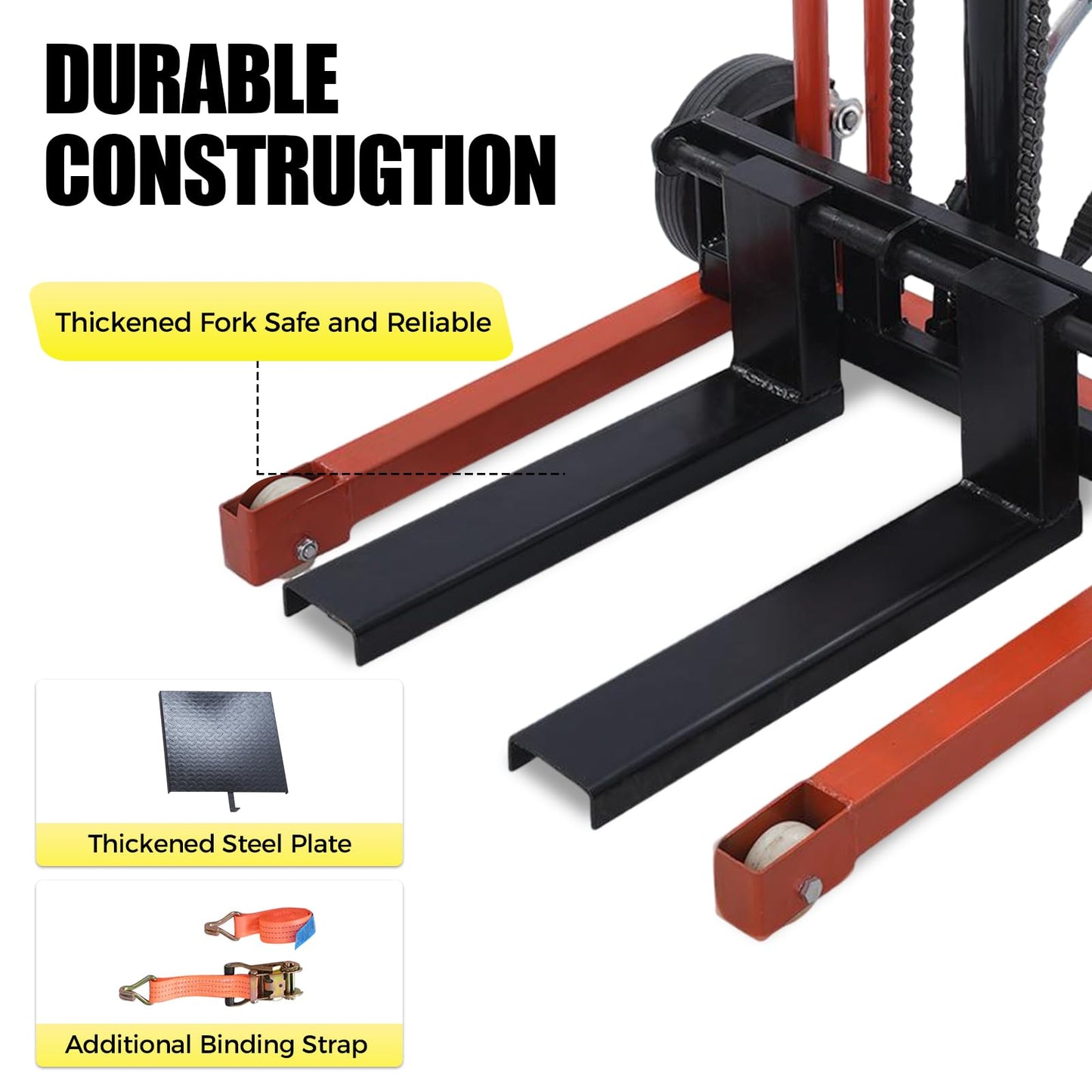 Hydraulic Material Lift Pallet Truck 577 lbs Manual Winch Stacker 35.43" Max Lift Height, Lift Table Cart with 9" Casters