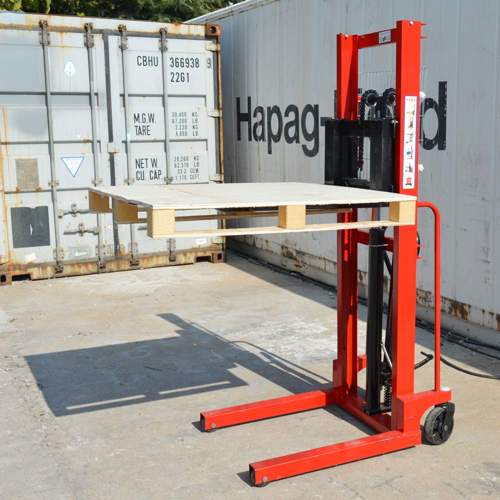 INTSUPERMAI Manual Pallet Stacker 2200lbs Capacity 63inch Lift Height with Straddle Legs Adjustable Forks Manual Hydraulic Hand Pump Stacker