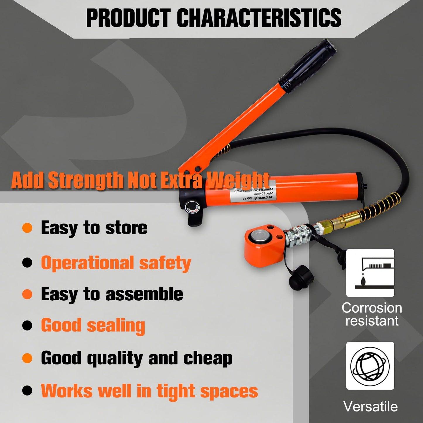 YATOINTO 20 Ton Low Profile Hydraulic Cylinder Jack Porta Power Ram 0.43" Stroke Hydraulic Jack for Short Distance Lifting & Leveling(Orange-Red)