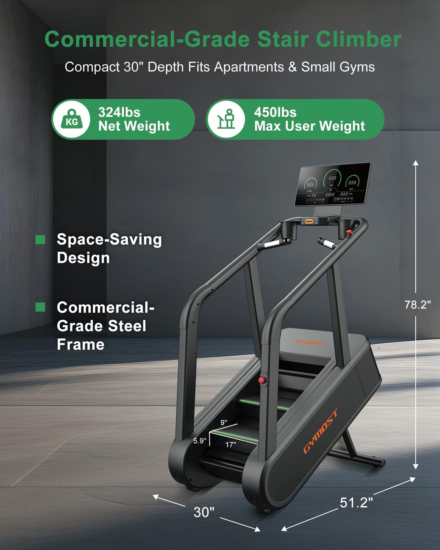 GYMOST Stair Stepper Machine with LED Display, Commercial Grade Stair Climber Exercise Machine for Home & Gym with 15 Resistance Levels, Perfect for Cardio, Lower Body Workouts