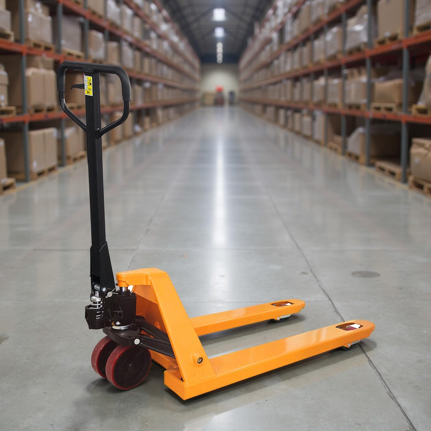 Kaixun Manual Pallet Jack Truck, 6600lbs Capacity 27" W x 48" L Forks, Dual PU Wheels, Heavy-Duty Pallet Truck for Warehouse