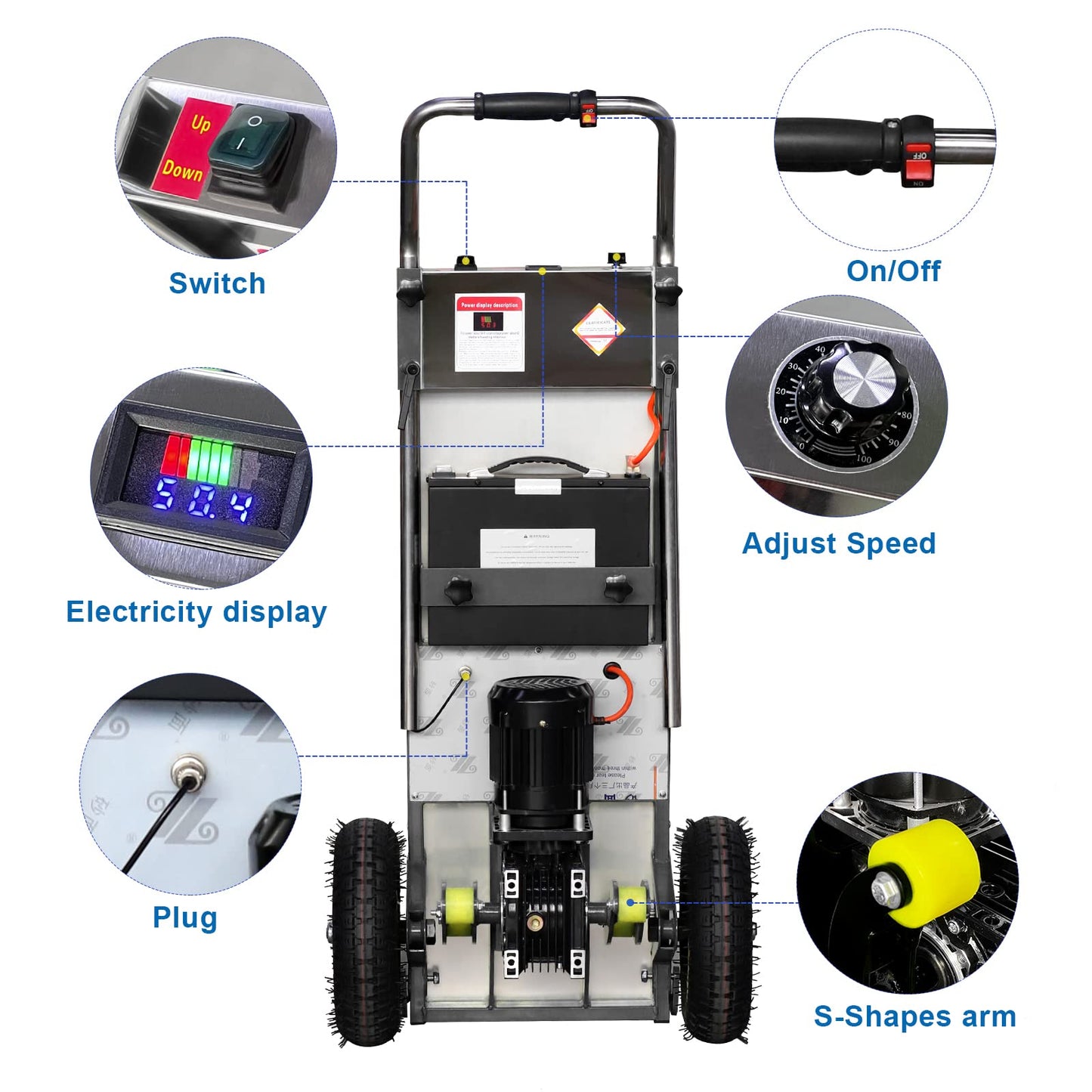 RXFSP Powered Stair Climbing Hand Trucks Dolly Cart for Moving, 880lbs max Load Capacity Stair Climbing Dolly for Easy up/Down Stairs