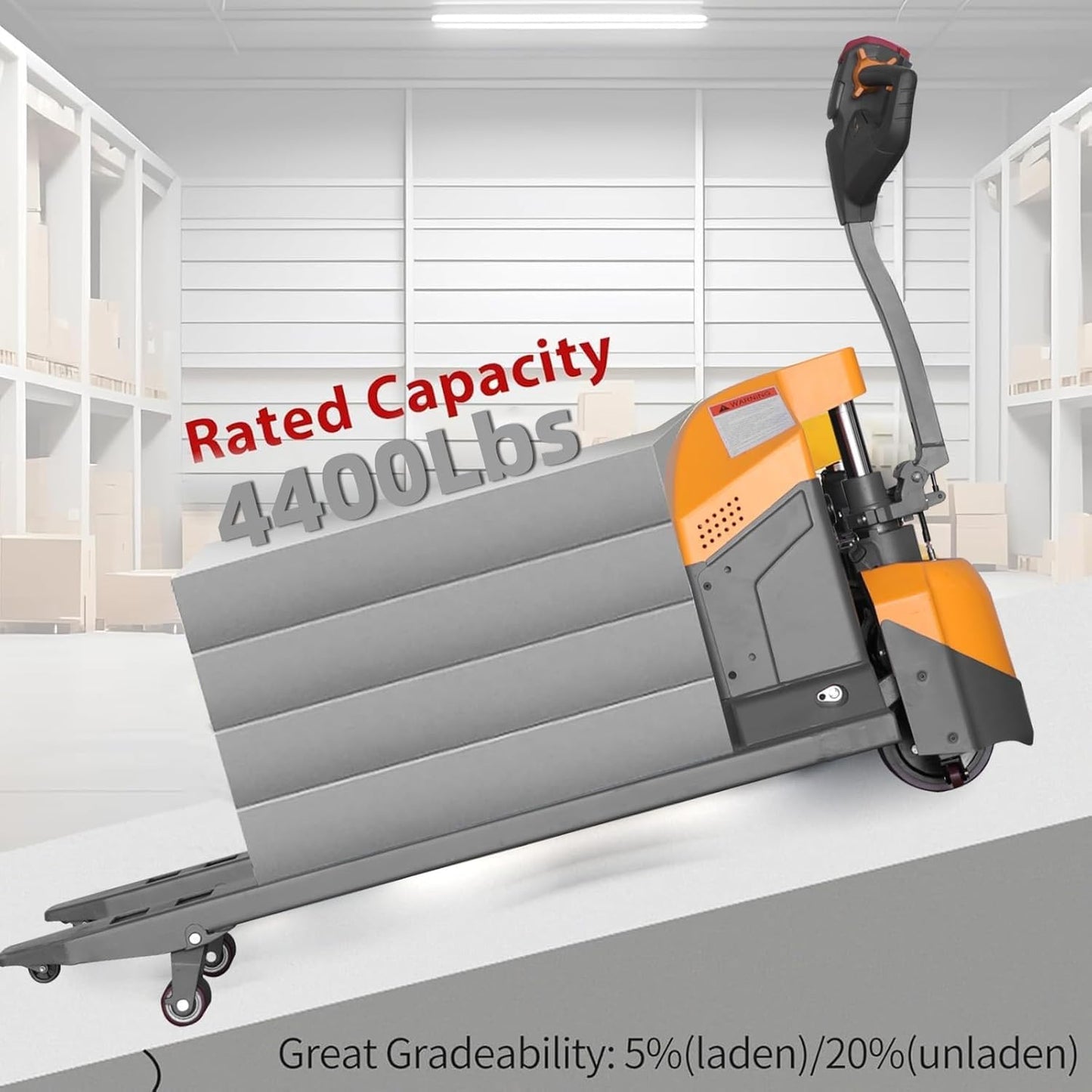 APOLLOLIFT Full Electric Pallet Jack, 4400lbs Capacity 48" x 27" Fork Size Pallet Truck with Emergency Key Switch for Narrow Space-2PCS