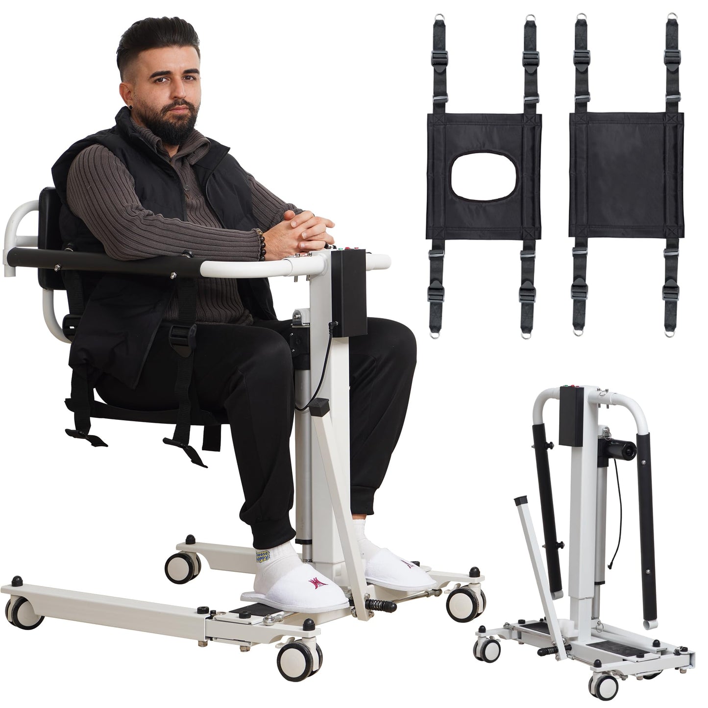 Electric Patient Lift Transfer Chair Lifts for Elderly Patients Transfer Lift Chair Electric Chair Lift Assist Devices for Seniors (Foldable Electric Patient Lift Transfer Chair)