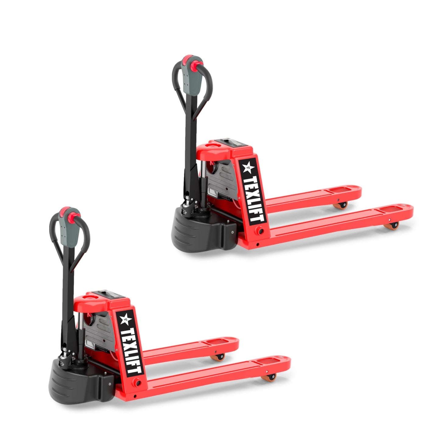 TEXLIFT Full Electric Power Pallet Jack – Standard Duty Pallet Truck 4400 Lb Capacity, 48” L x 27” W Fork Size, Plug-in 48V/15A Lithium Battery – Max Lift Height 7.8 Inch - (US-EPT44K-FE) - 2 Pack