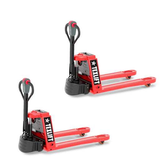 TEXLIFT Full Electric Power Pallet Jack – Standard Duty Pallet Truck 4400 Lb Capacity, 48” L x 27” W Fork Size, Plug-in 48V/15A Lithium Battery – Max Lift Height 7.8 Inch - (US-EPT44K-FE) - 2 Pack