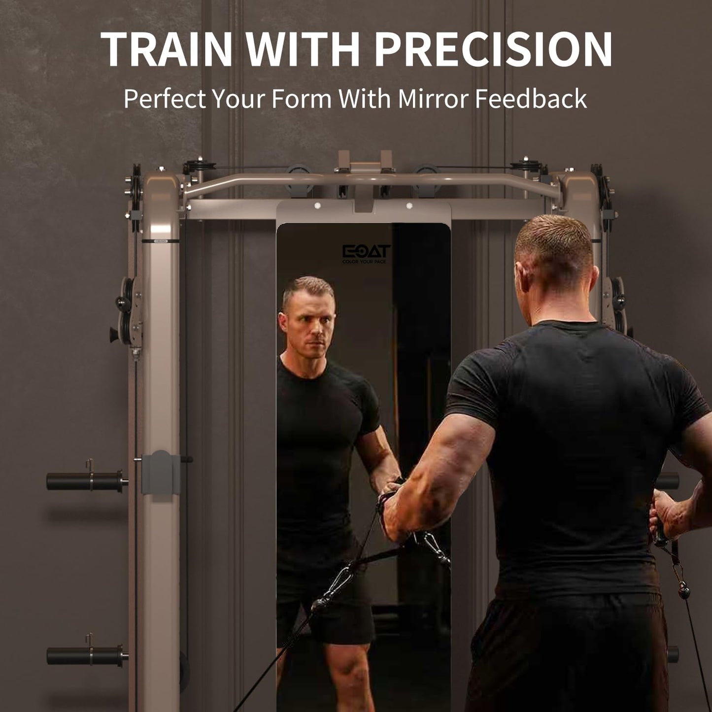 EOAT Smith Machine with Mirror,All in One Cable Crossover Machine with 397 lbs Steel Weight Stack (396lbs Weight Stacks with Mirror)