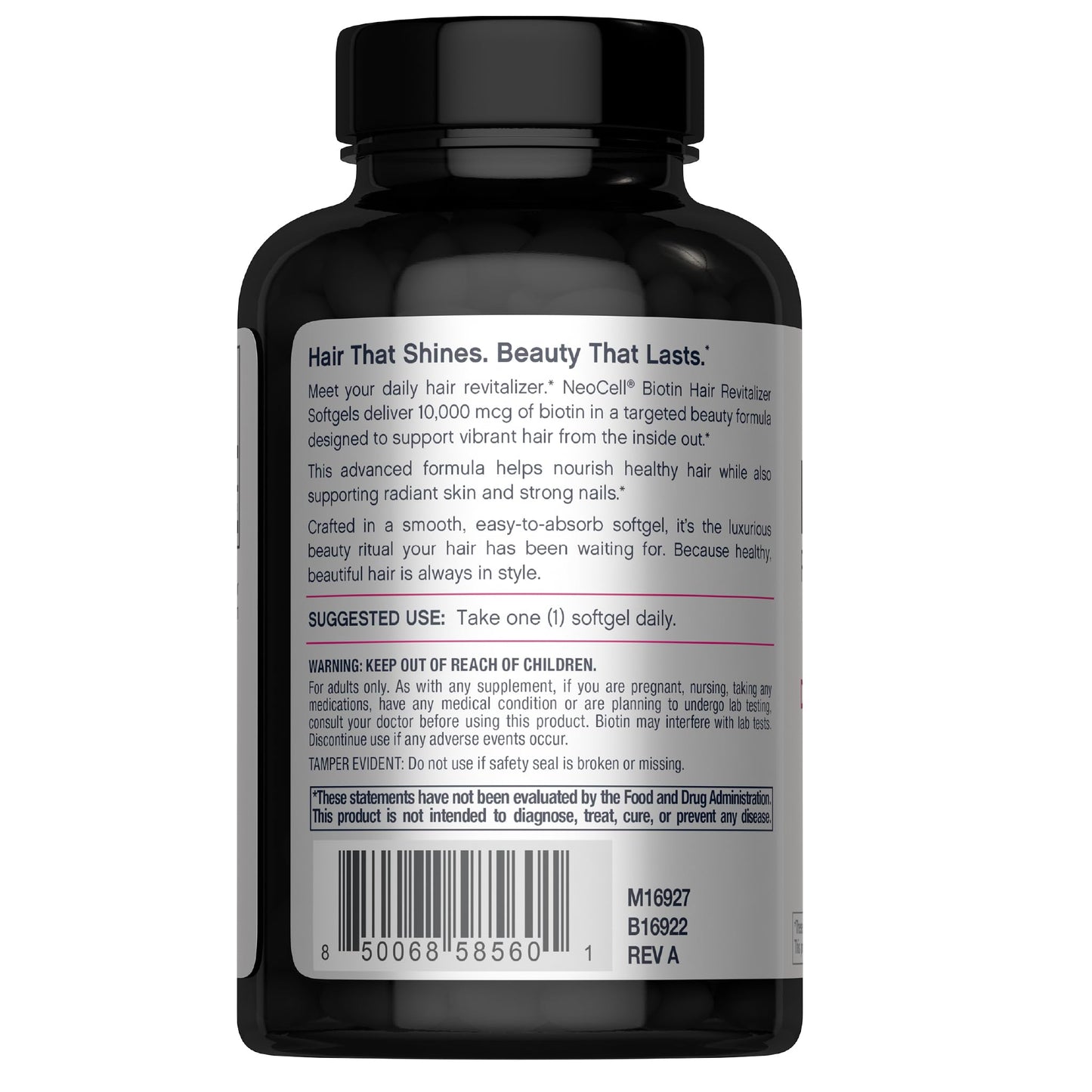 NeoCell Biotin Hair Revitalizer 10000mcg | 300 Softgels | Daily Nourishing Formula | for Women and Men | Hair, Skin, and Nails Supplement