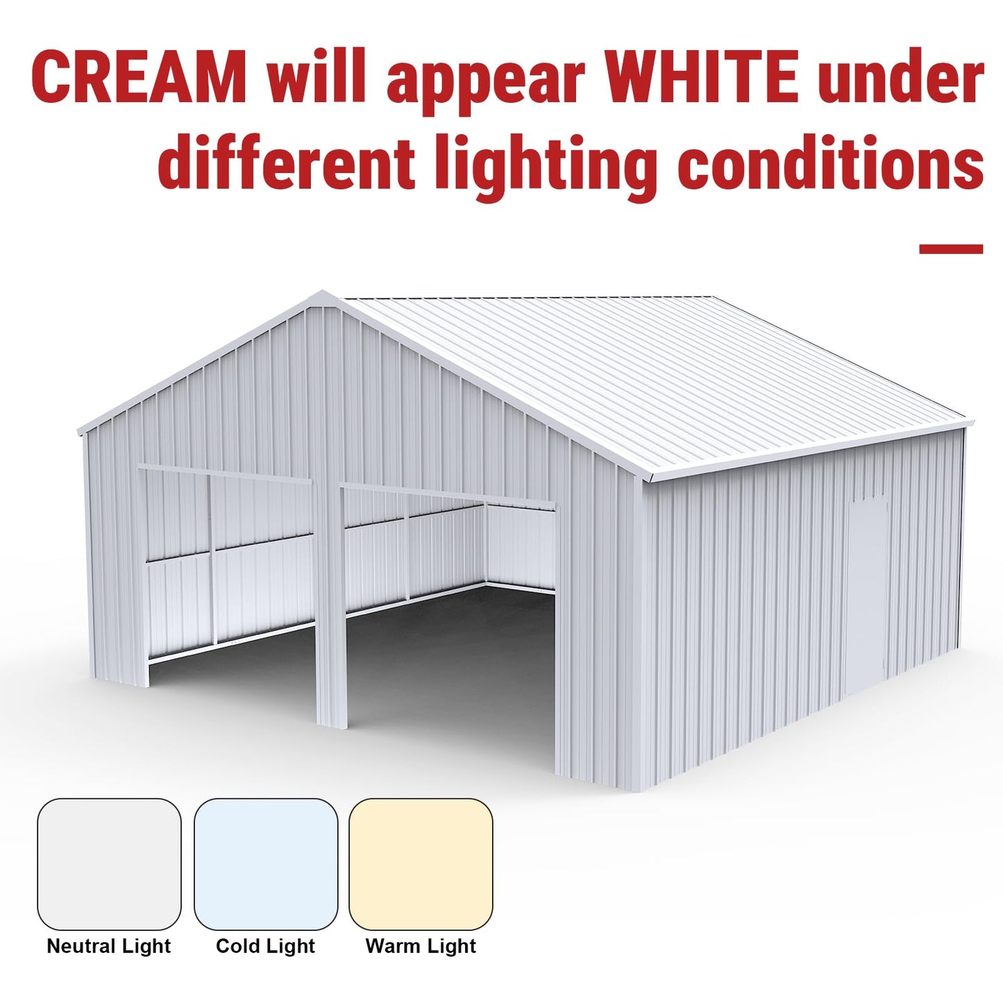 22FT x 23 FT Double Garage Steel Barn Shed – Cream Heavy Duty Metal Garage Storage Shed - The Customer Must Have unloading Capabilities, Such as a Forklift or Crane