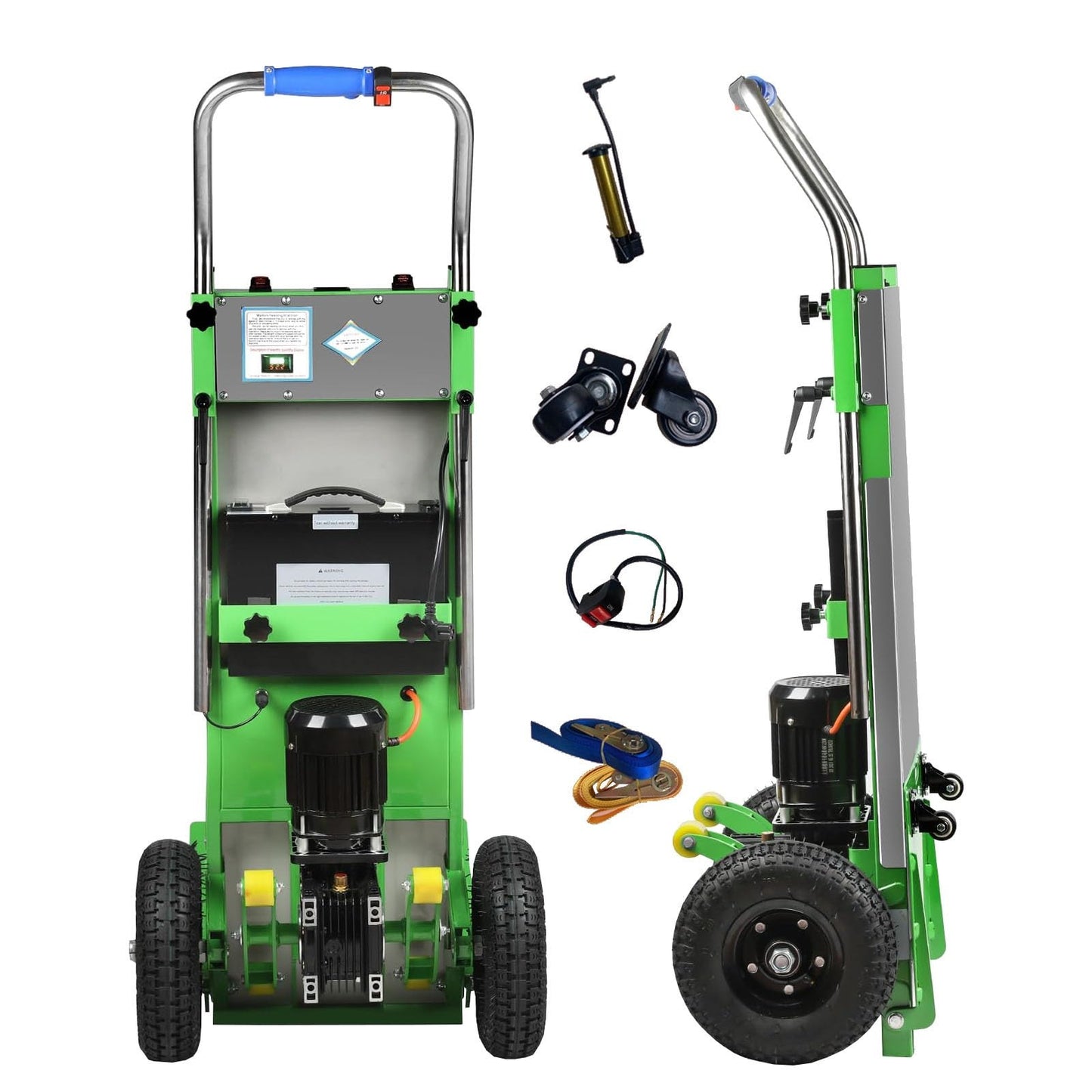 WMWZPYH Powered Stair Climbing Hand Trucks with Telescopic Handle, Electric Stair Climbing Dolly, Easily Handles Heavy Duty Loads Up and Down Stairs Heavy Duty Stair Climber Cart(Green)
