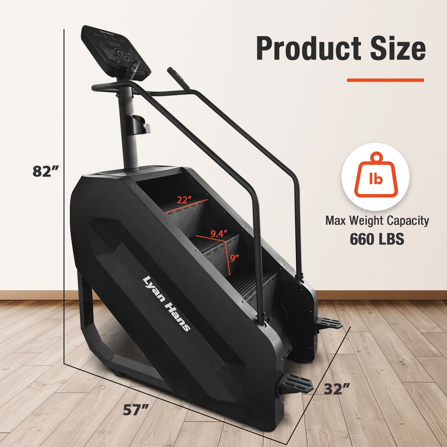 Stair Stepper, Commercial Grade Stepper Machine, Stepmill for Exercise at Home, Stair Climber for Cardio and Lower Body Workouts,15 Speed Levels, 660LBS Capacity, 15-165 Steps/Minute