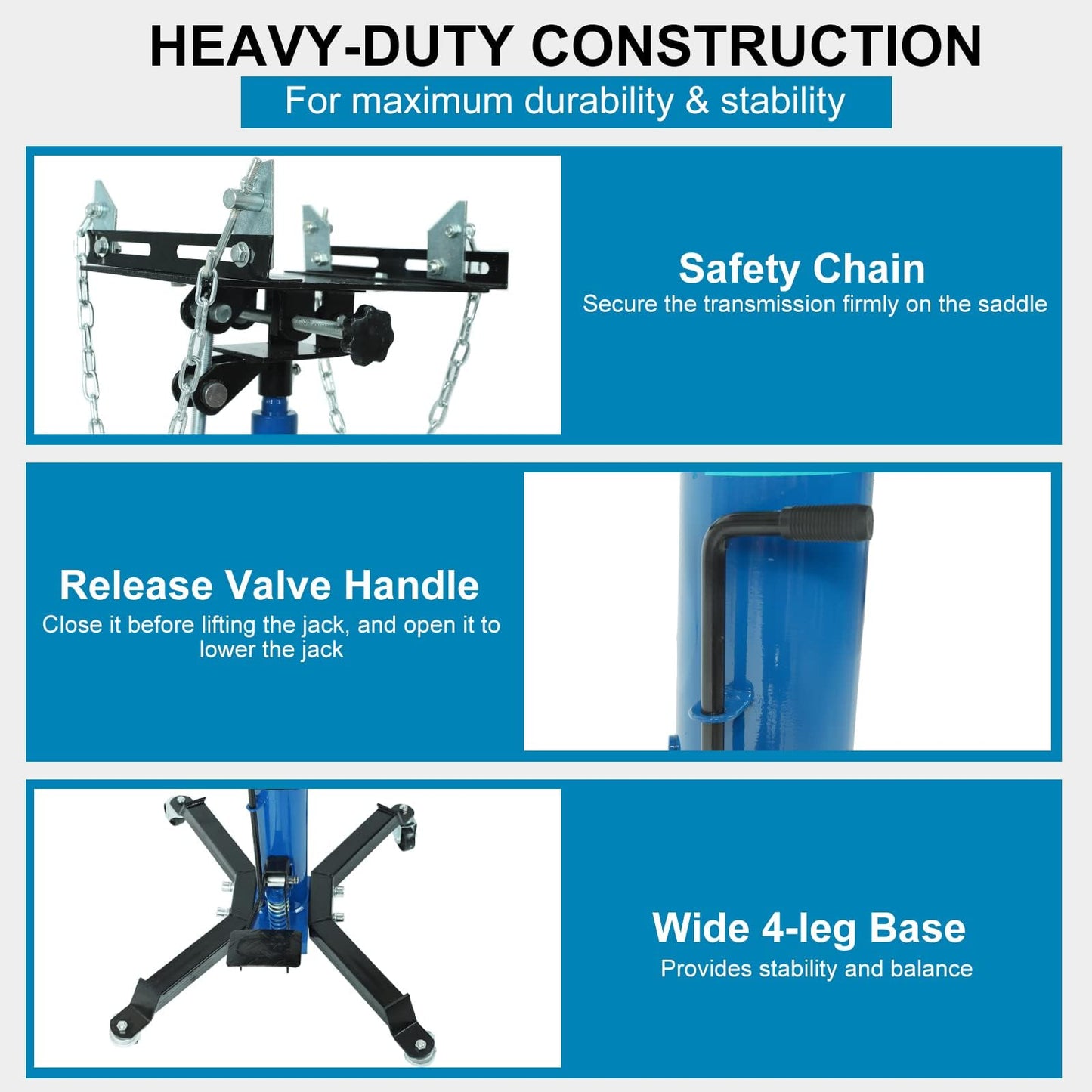 BLACKHORSE-RACING Transmission Jack, 1660lbs / 0.75 Ton 2 Stage Hydraulic Telescopic Jack with Foot Pedal, 35" - 72" Adjustable Height Lift Hoist Heavy Duty
