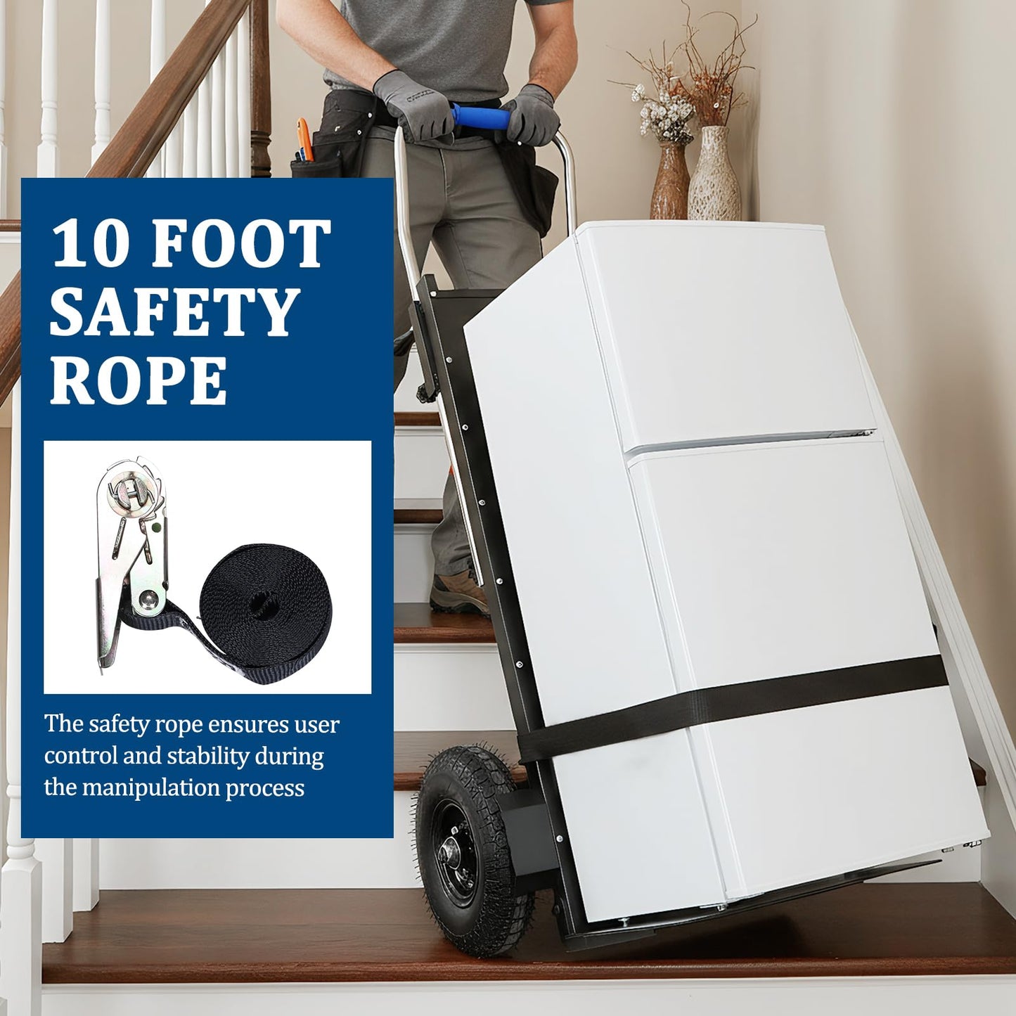 Generic Electric Stair Climbing Dolly 880lbs Load Capacity 1500W Electric Stair Climbing Hand Trucks with Rope for Warehouse Logistics Transport Moving Furniture