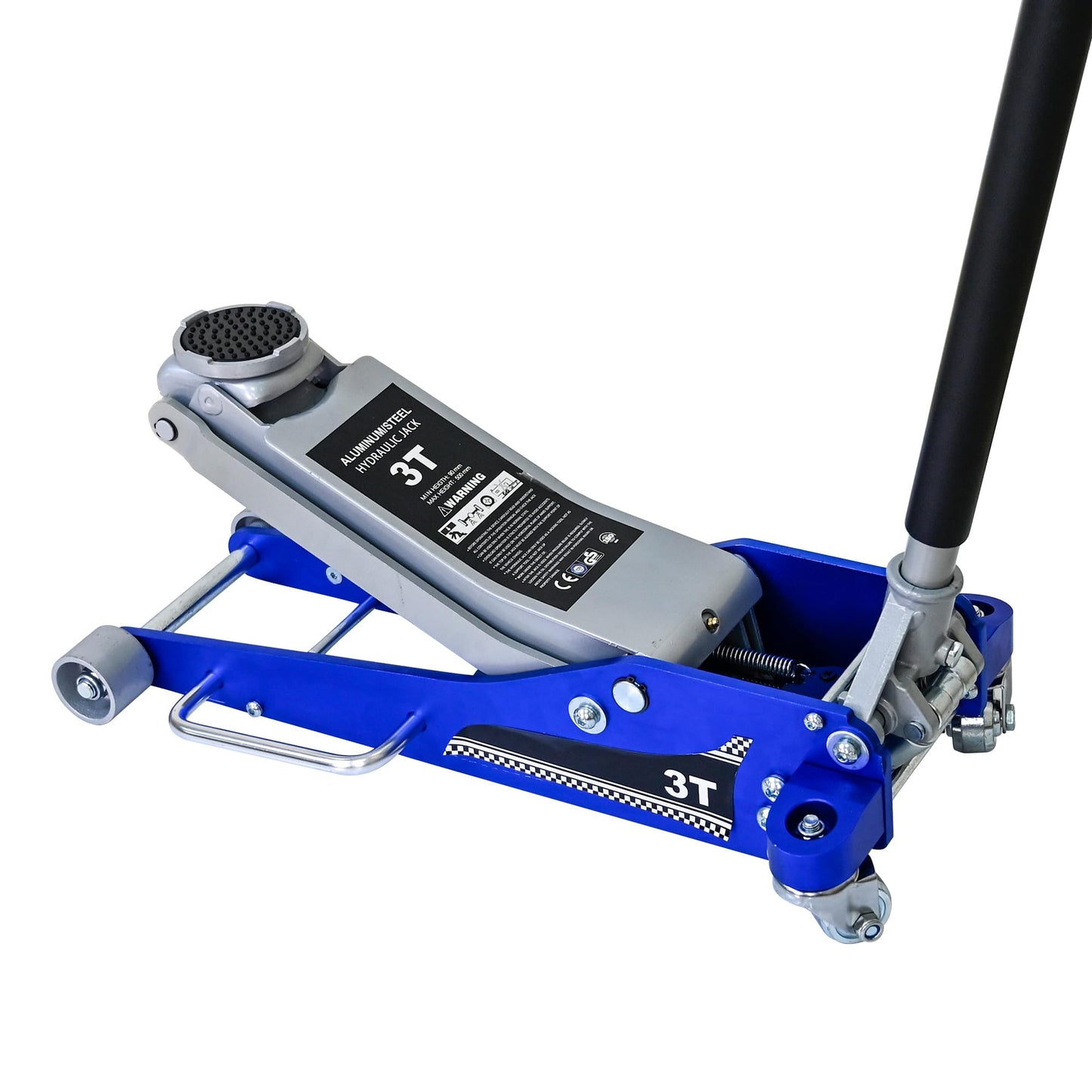 Aluminum Steel Hydraulic Floor Jack 3Ton/6600lbs.Dual Piston Fast Lifting Pump.Horizontal Floor Jack Lifting Range 4.3"-20".Racing Car Jack for MVPs,SUVs and Trucks.Trolley Jack with Extra Saddle