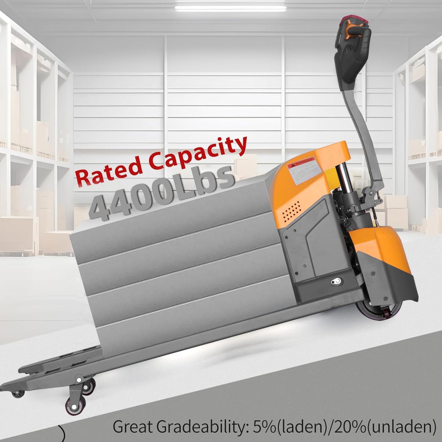 APOLLOLIFT Full Electric Pallet Jack, 4400lbs Capacity 48" x 27" Fork Size Pallet Truck with Emergency Key Switch for Narrow Space