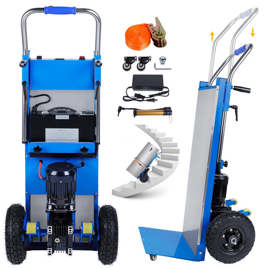 Electric Stair Climbing Dolly, 1200w Electric Hand Trucks Foldable, Large Capacity Stair Climbing Hand Trucks Dolly Cart with 4m Safety Rope, for Mobile Furniture Logistics Warehouse (Blue)