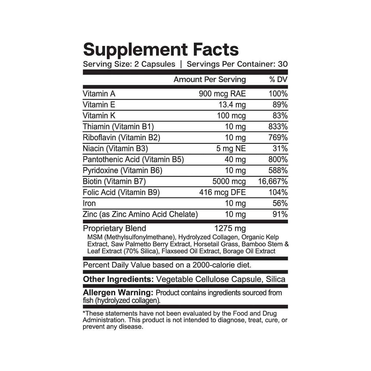 Essential Elements® Hair Hero™ - Hair Vitamins for Men - Broad-Spectrum Support with 5000 mcg Biotin - 60 Count - 30 Servings (2-Pack)