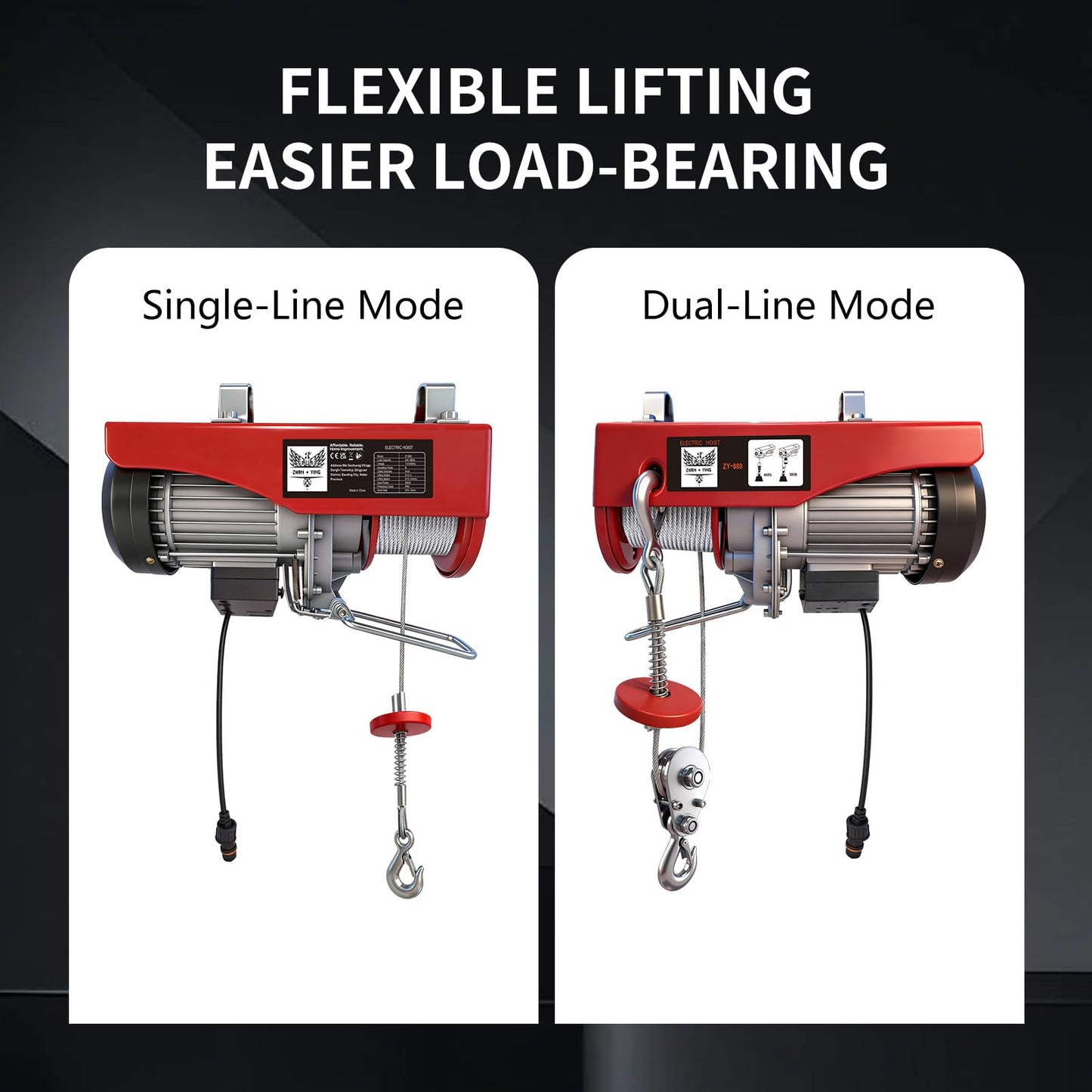 Electric Hoist, 880 lbs Electric Winch with Wireless Remote Control, 110v Electric Hoist with Remote Control, 40ft/20ft Lifting Height Motor, for Garage Warehouse Factory