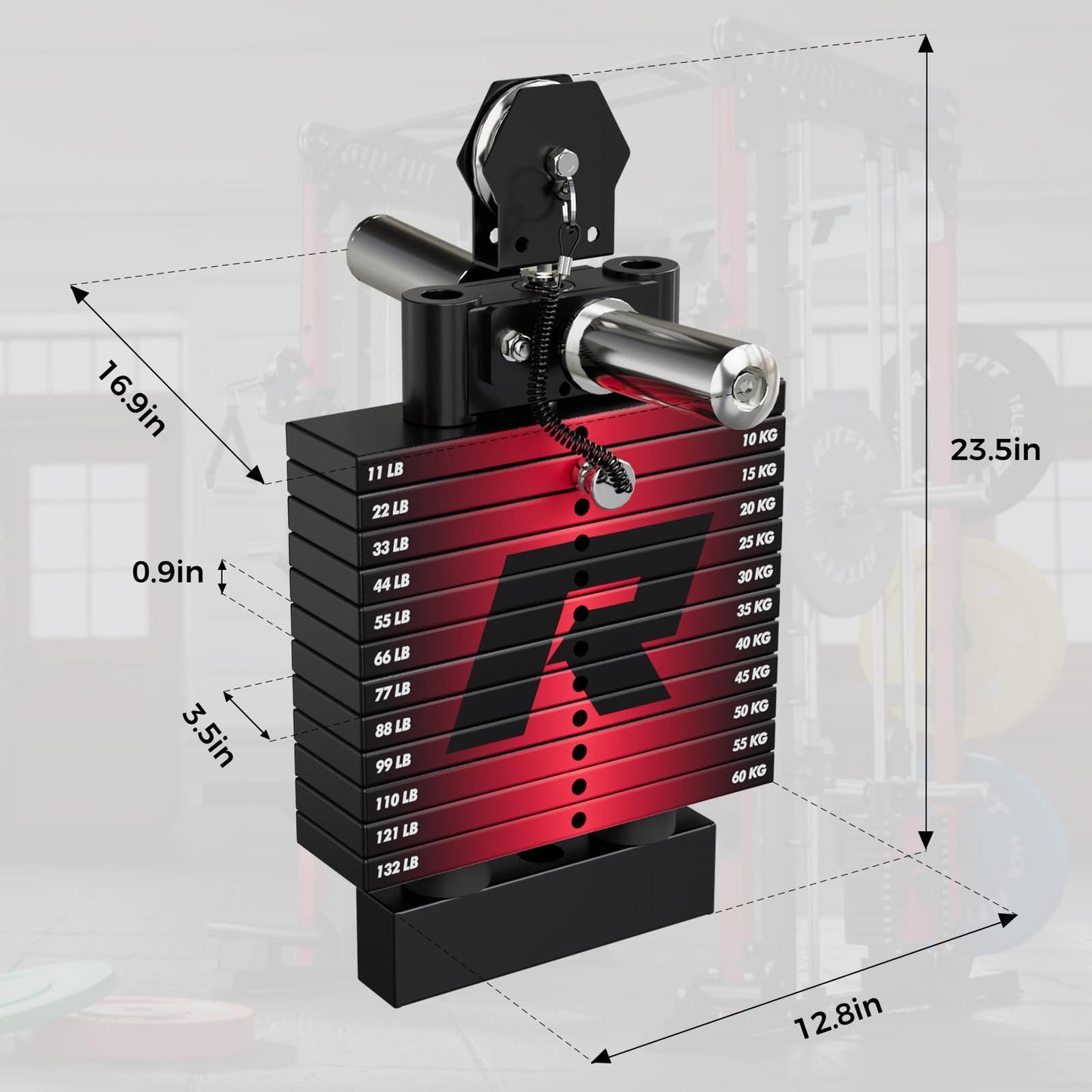 RitFit WSM1 Weight Stack Set 286lbs for M1 Smith Machine,Compatible with M1 & M1 Pro Power Cage (Weight Stack Only)