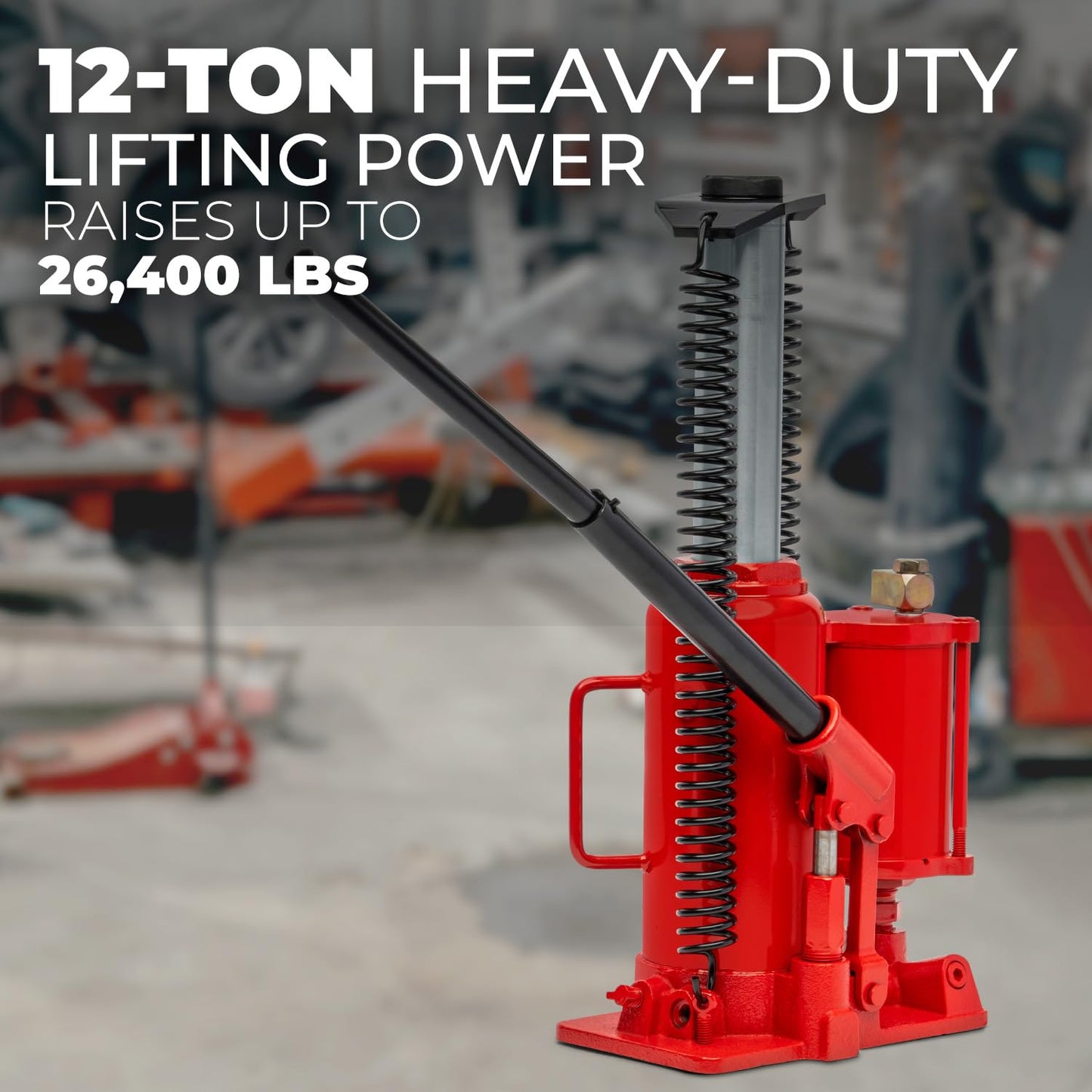 Stark USA 50-Ton Air Hydraulic Floor Jack (100,000 lbs) Capacity Handle Bottle Jack Built-in Wheels Maneuverability, Garage Repair Truck Shops Air Jack