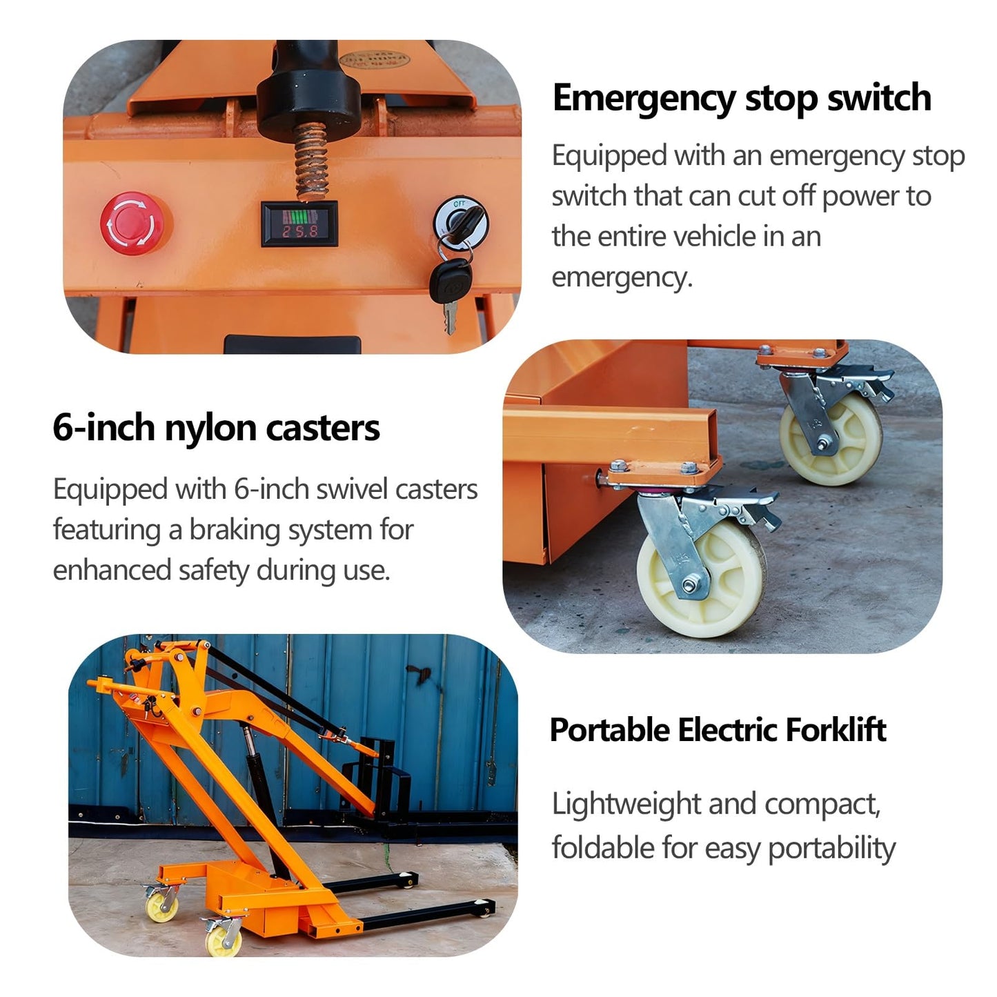 Full Electric Stacker, 1543 LBS Lifting Capacity, Articulated Boom Forklift, Foldable Hydraulic Material Handler, for Factories and Supermarkets