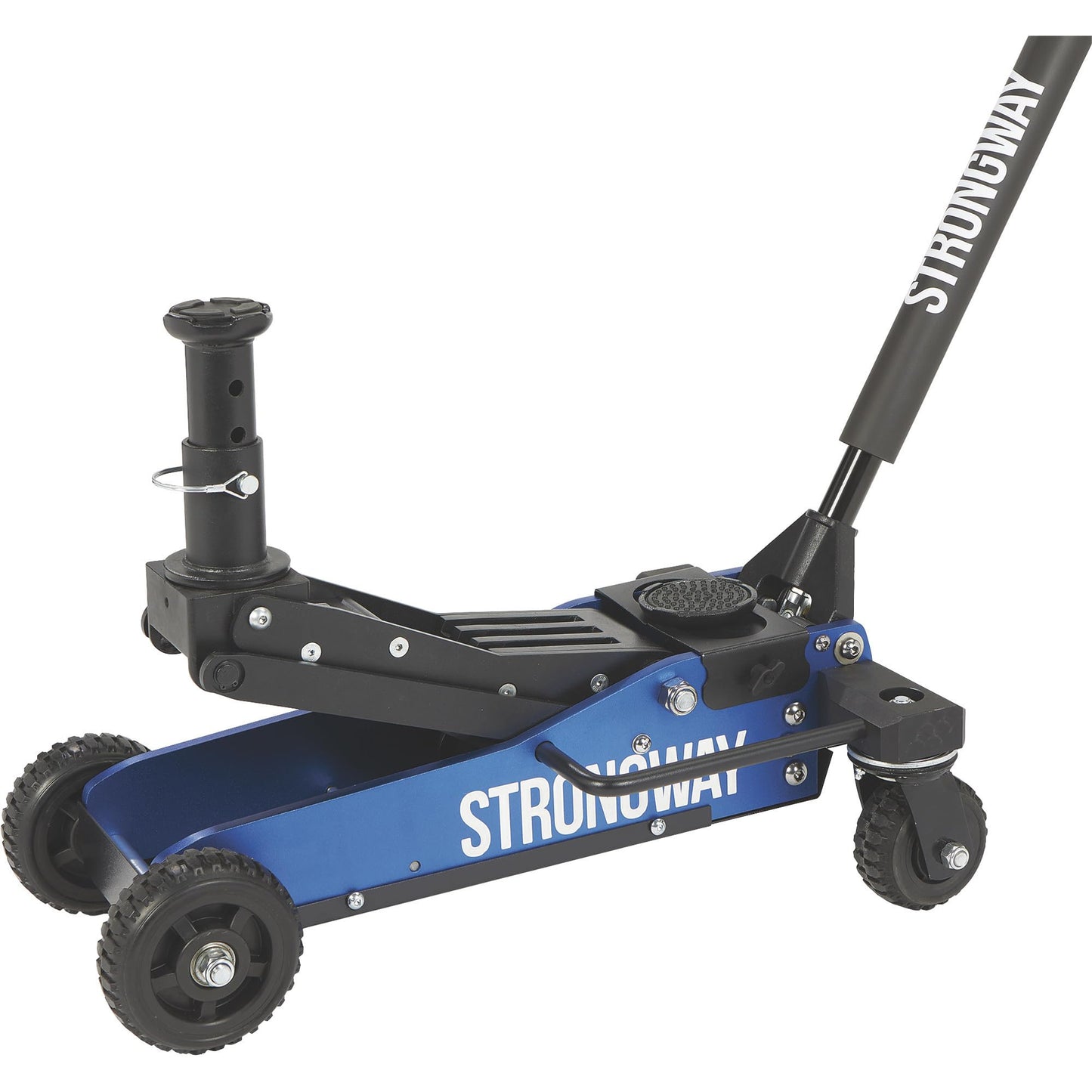 Strongway Professional Aluminum Off-Road Jack, 3 Ton 6000 Lb Capacity, 29 in. Lift Height, Steel Skid Plate, Quick-Change Saddle, 360 Degree Swivel Casters, for Trucks, SUVs, ATVs and UTVs