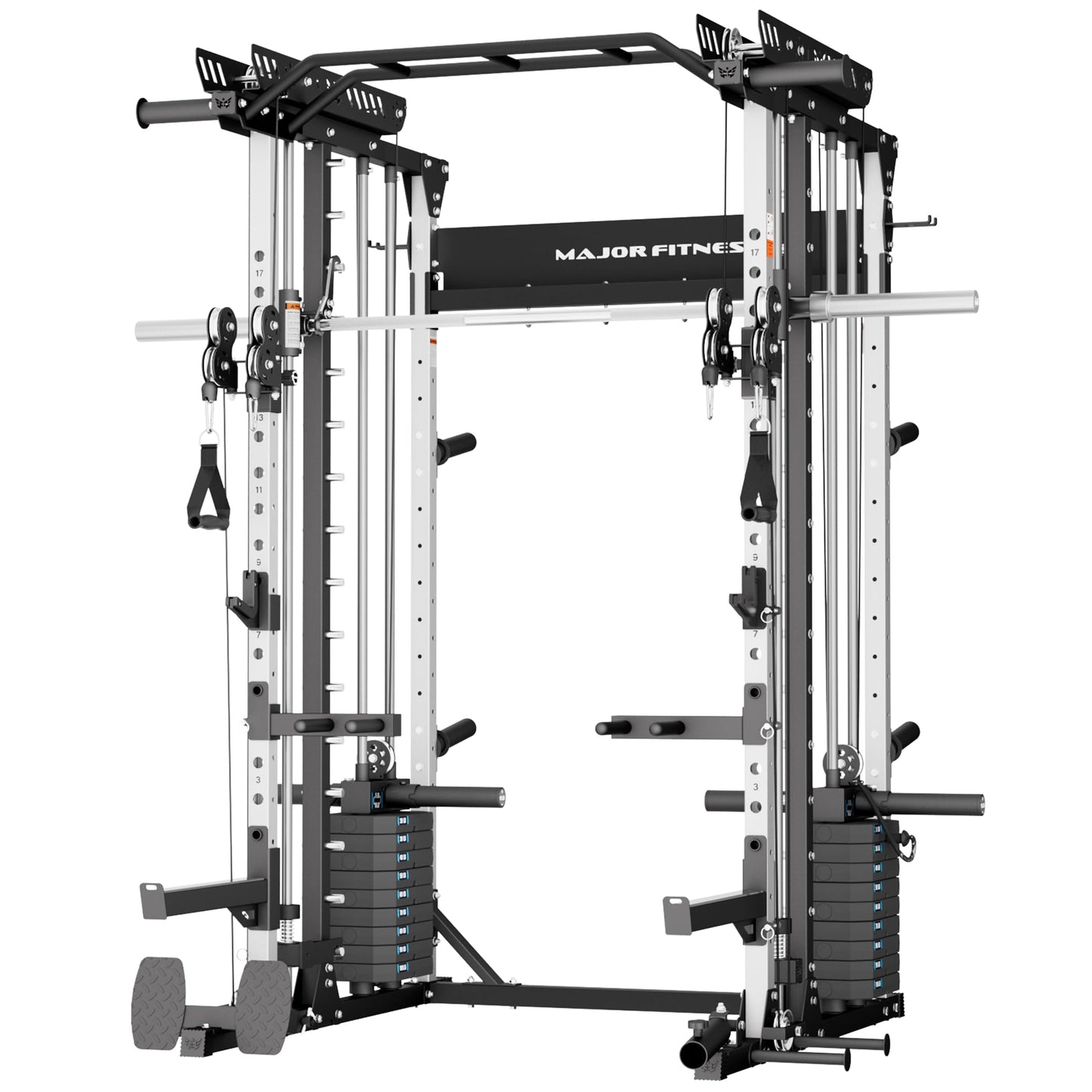Major Fitness Drone MAX V Smith Machine with Weight Stacks, All-in-One Home Gym Squat Rack--2500LB Capacity, Dual LAT Pull-Down Systems & Cable Crossover Machine, Heavy-Duty Full-Body Workout Machine