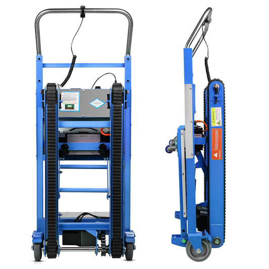 Electric Stair Climbing Dolly, Heavy Duty Stair Climber 900lbs Capacity 1250W Motorized Hand Truck with Ropes & Foldable Design for Moving Furniture Logistics