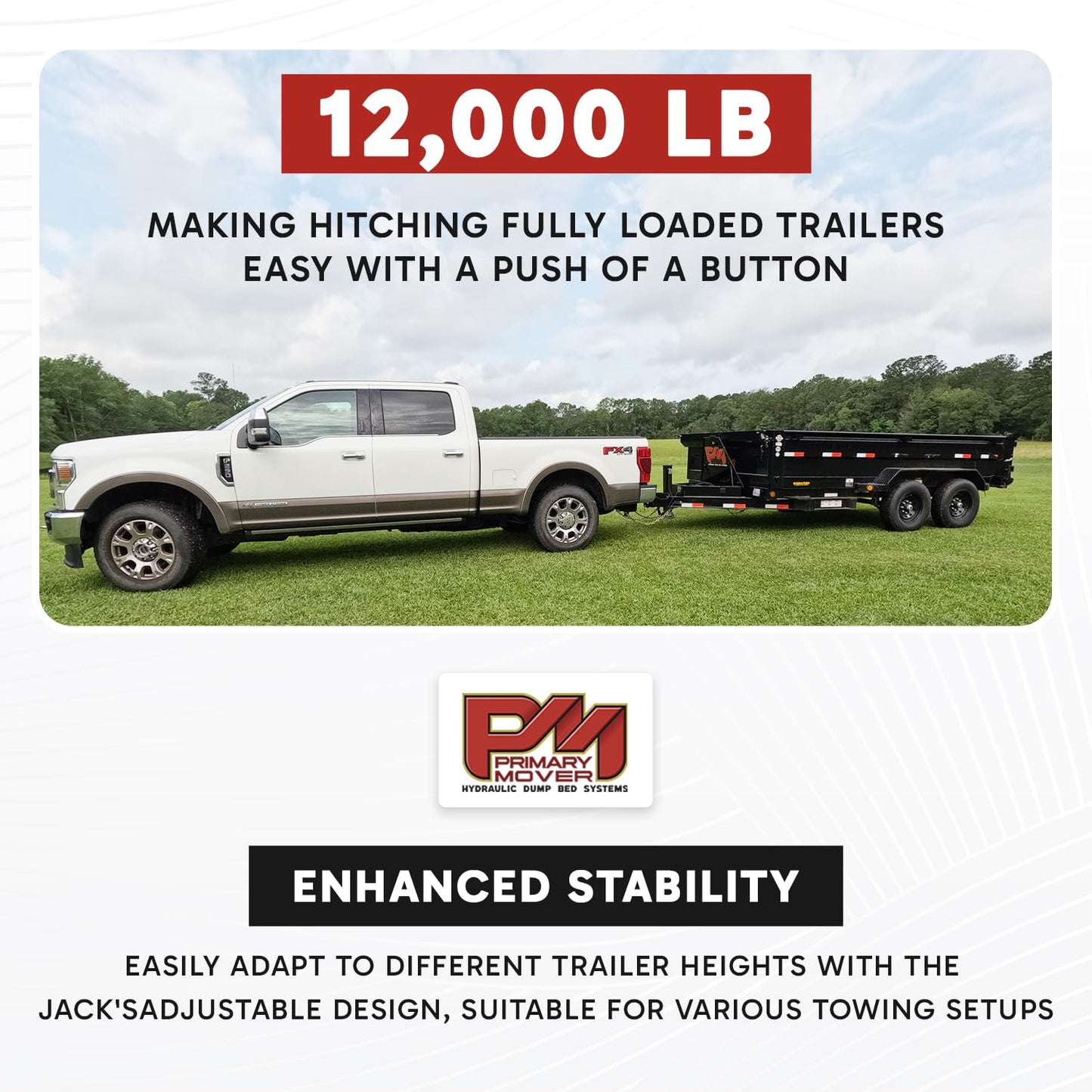 Hydraulic Trailer Jack (24,000 lb) Power Jack 12K x 2 Double Acting, Lift Trailer Jack Stand & Hydraulic Power Unit (24k Jack Kit Bolt On) PFJ-2-MB-K