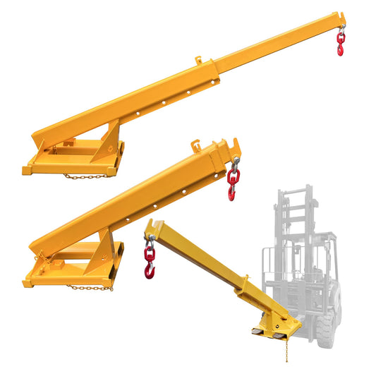 HayWHNKN Forklift Jib Boom Forklift Mobile Crane, 2T / 4400LB Telescopic Crane Attachment with Hook, Adjustable 63"-98" Mobile Lifting Hoist Towing Handling for Warehouse & Construction Material