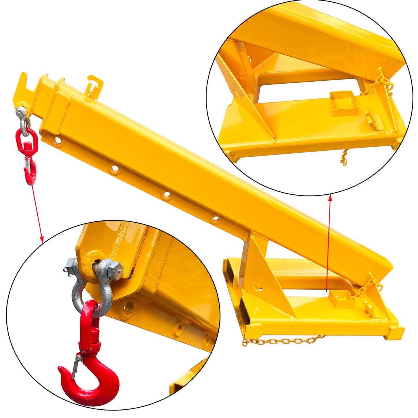 WYDDDARY Adjustable Mobile Crane Lifting Hoist Truss Jib Boom Hook 4400LbS Capacity Forklift Telescopic Boom for Forklift Towing Handling(Angle Fixation)
