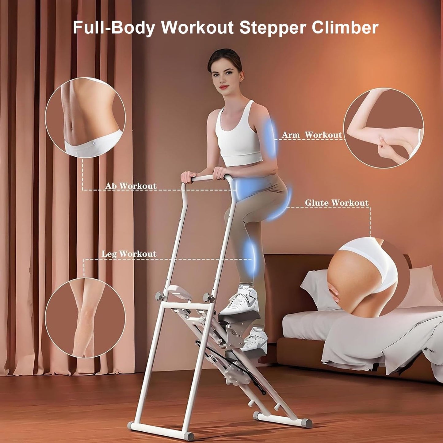 Vertical Climber Exercise Machine, Stair Master for Home Gym, Stair Stepper Machine for Full-Body Workout, Foldable Climbing Machine with Adjustable Incline/High
