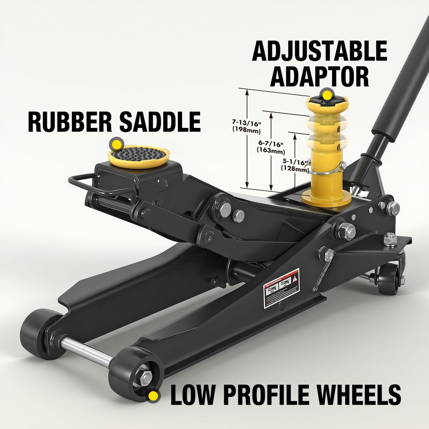 YELLOW JACKET Foldable Floor Jack 3 Ton Low and High Profile Professional Service Jack with Dual Piston Quick Lift Pump, Home and Workshop Car Maintenance for Various Vehicles