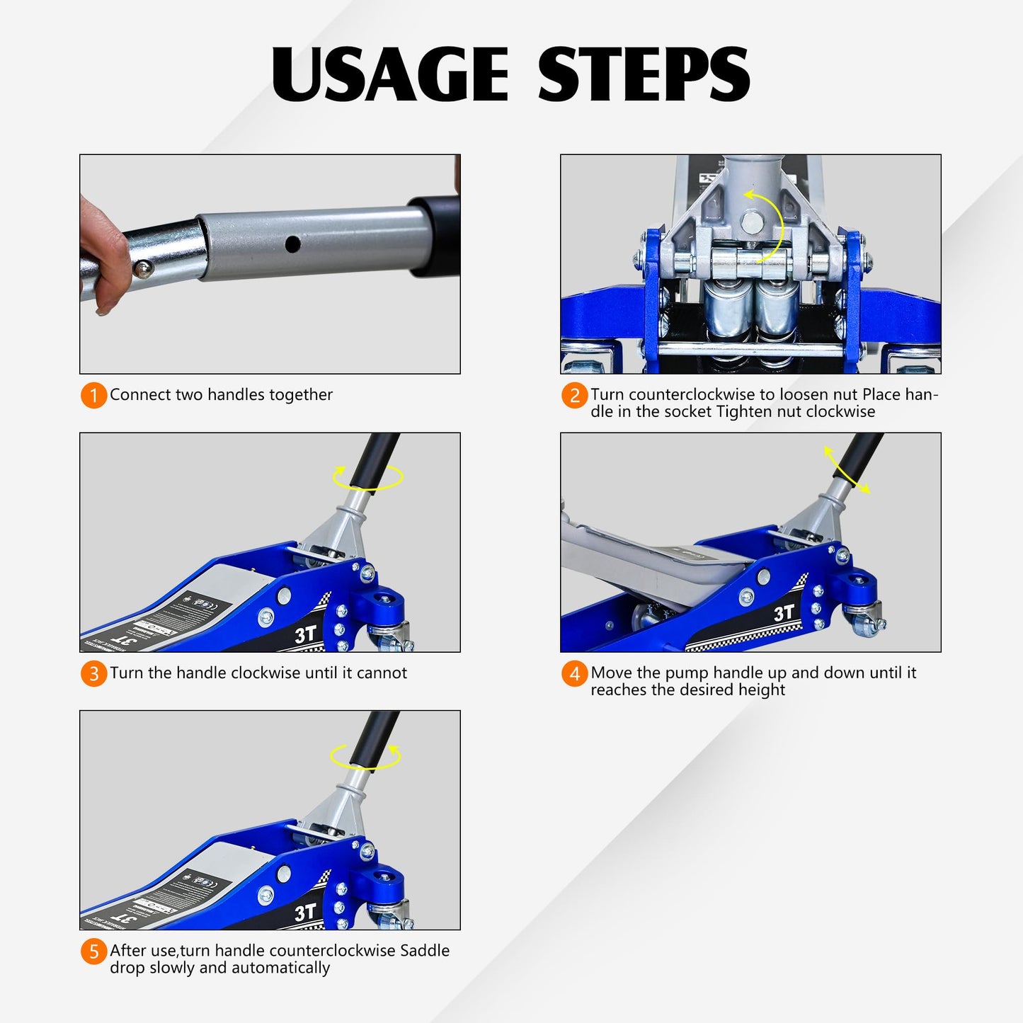 Aluminum Steel Hydraulic Floor Jack 3Ton/6600lbs.Dual Piston Fast Lifting Pump.Horizontal Floor Jack Lifting Range 4.3"-20".Racing Car Jack for MVPs,SUVs and Trucks.Trolley Jack with Extra Saddle