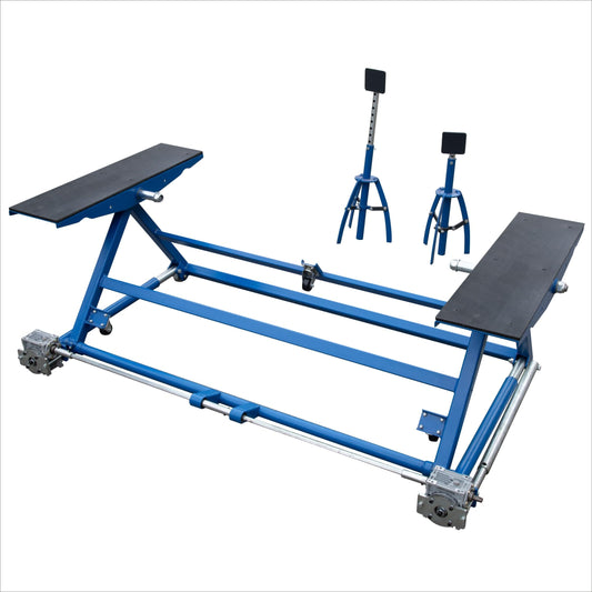 XK Portable Car Lift LM250T – 5511 lbs Auto Scissor Lift with Dual Platforms & 2 Adjustable Support Stands, Adjustable Width & Height, Heavy-Duty Vehicle Lift for Home Garage & Auto Repair Shop