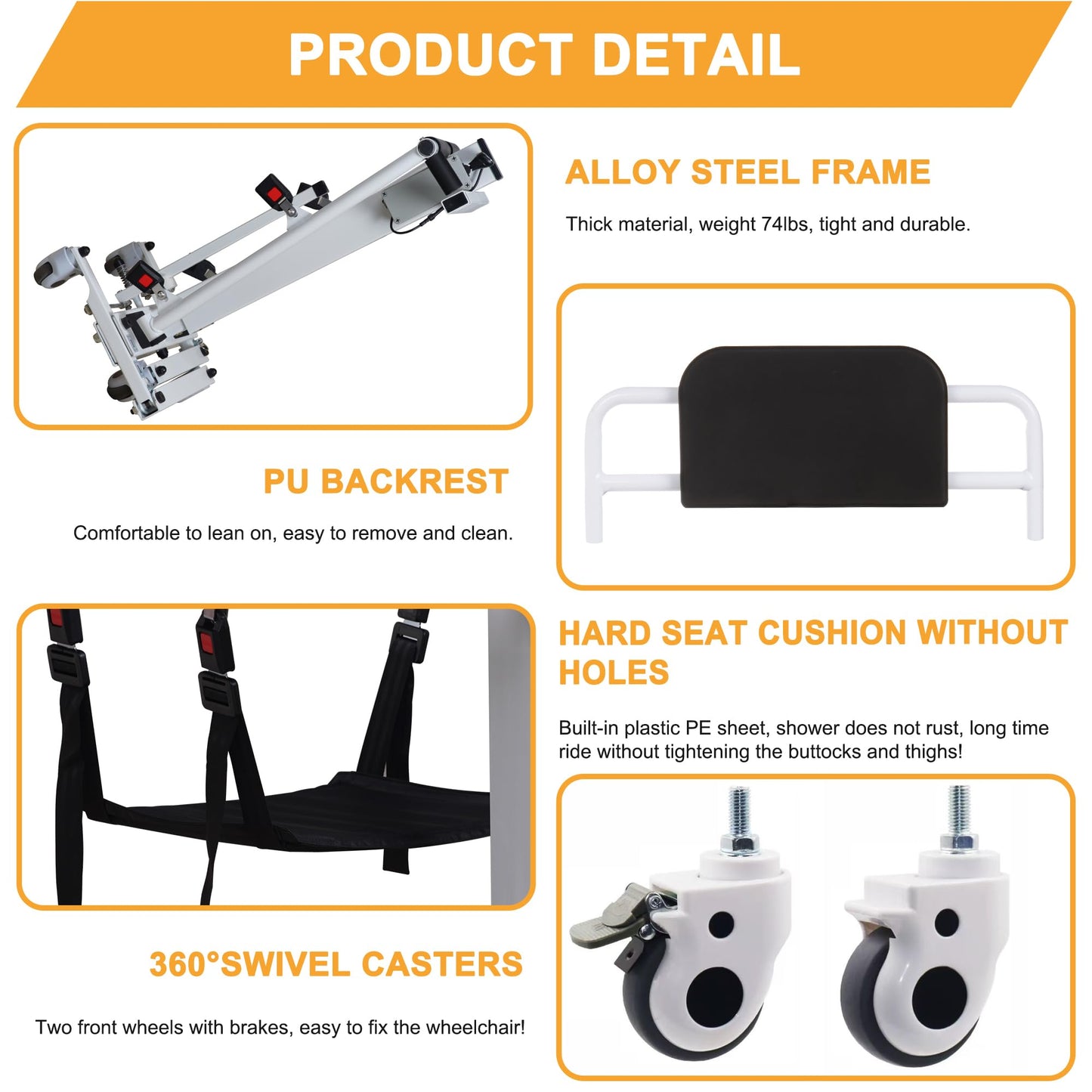 Foldable Electric Patient Lift Transfer Chair, Adjustable Height & Base Width, Portable Mobility Aid for Elderly, Bed to Wheelchair/Sofa/Toilet/Car Transfers (Upgrade Electric Patient Lift Chair)