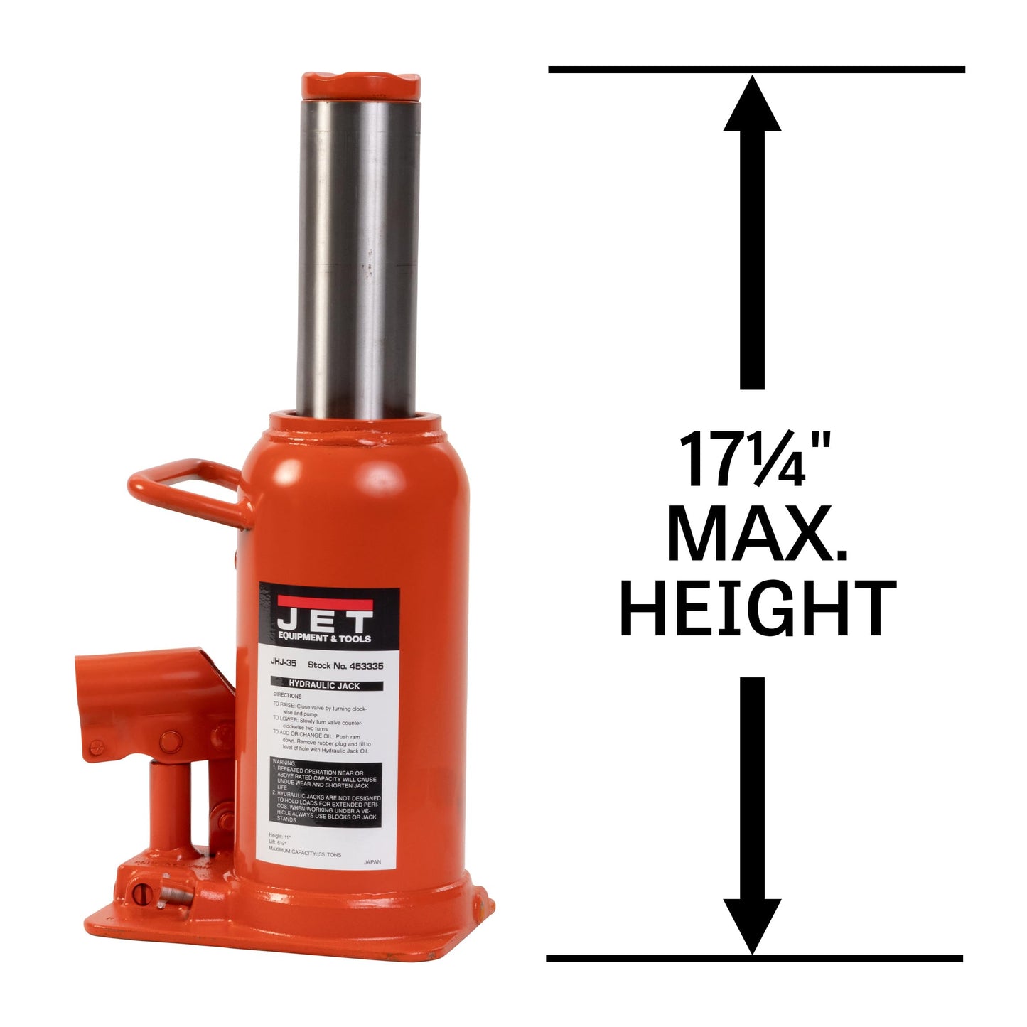 JET 35-Ton Hydraulic Bottle Jack w/ Handle (JHJ-35)