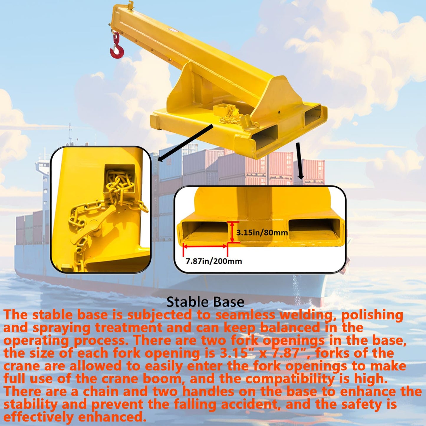 WYDDDARY Adjustable Mobile Crane Lifting Hoist Truss Jib Boom 11023.11LbS Capacity Forklift Telescopic Boom for Forklift Towing Handling(Angle Fixation)