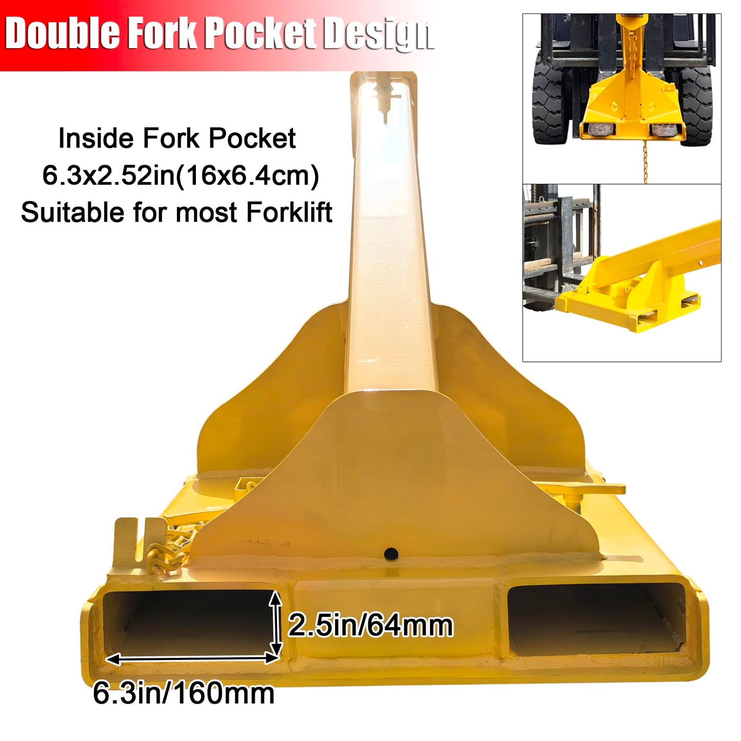 EQCOTWEA 4-Ton Telescopic Forklift Crane Boom Mobile Adjustable Lifting Jib with 8800LB Capacity & 94.5" Extendable Truss Arm, Heavy-Duty Lifting Hoist Truss Jib Boom for Forklifts and Hoists