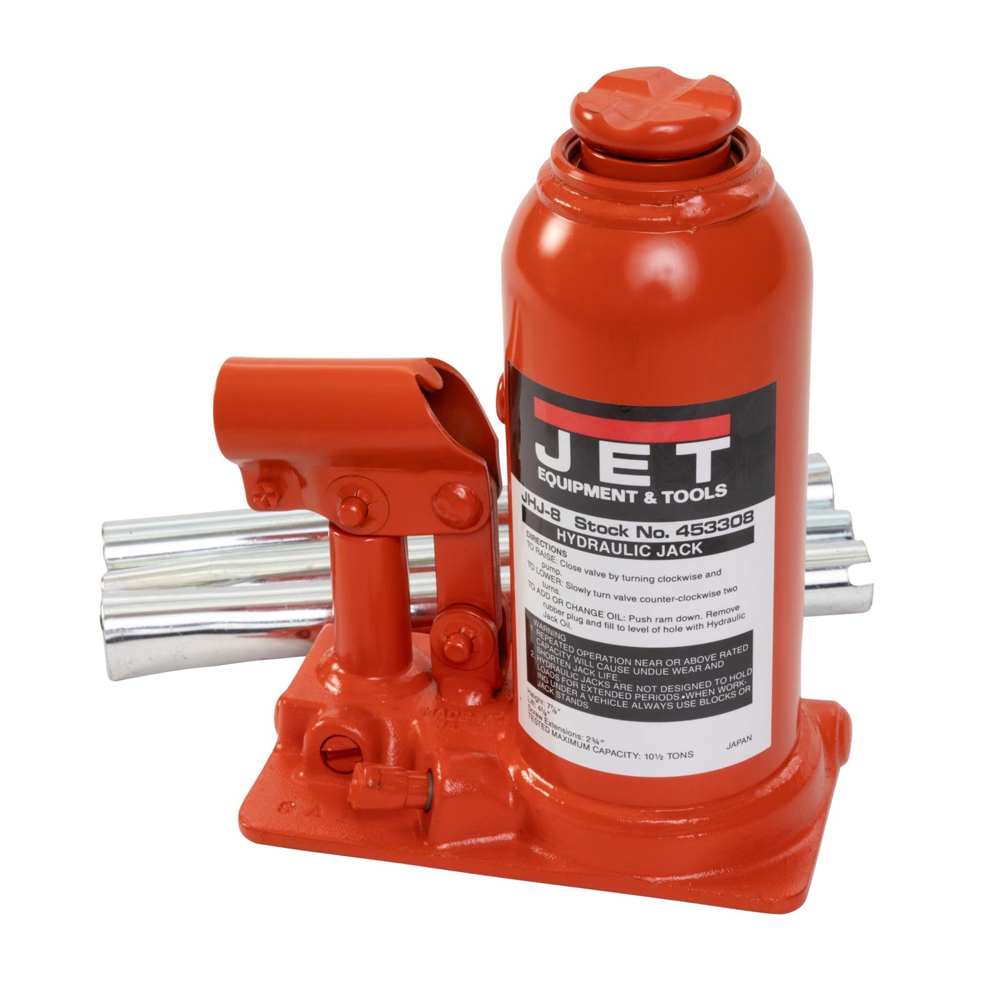 Jet 8-Ton Hydraulic Bottle Jack w/Handle (JHJ-8)