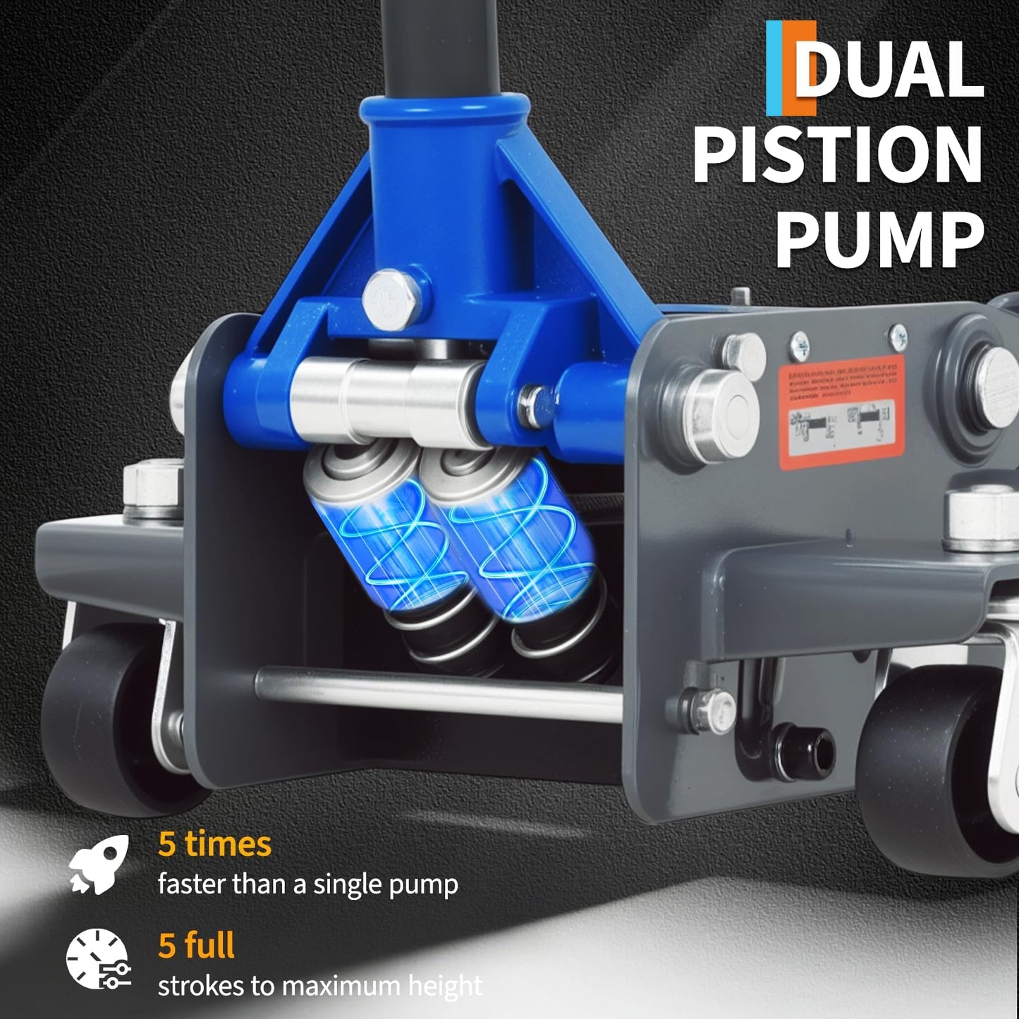 Patikuin 3 Ton Heavy Duty Low Profile Hydraulic Racing Floor Jack - Dual Piston Quick Lift Pump - Robust Aluminum & Steel Build - 2.95–15.35 Inch Lifting Range for Car, SUV, Truck, Garage - Blue +
