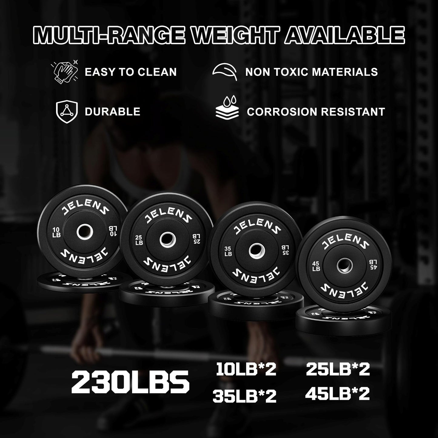 JELENS Smith Machine for Home Gym, Multi-Function M12 Power Cage, Squat Rack with Smith Bar and More Attachment (Red, 230LB Black Weights Package)