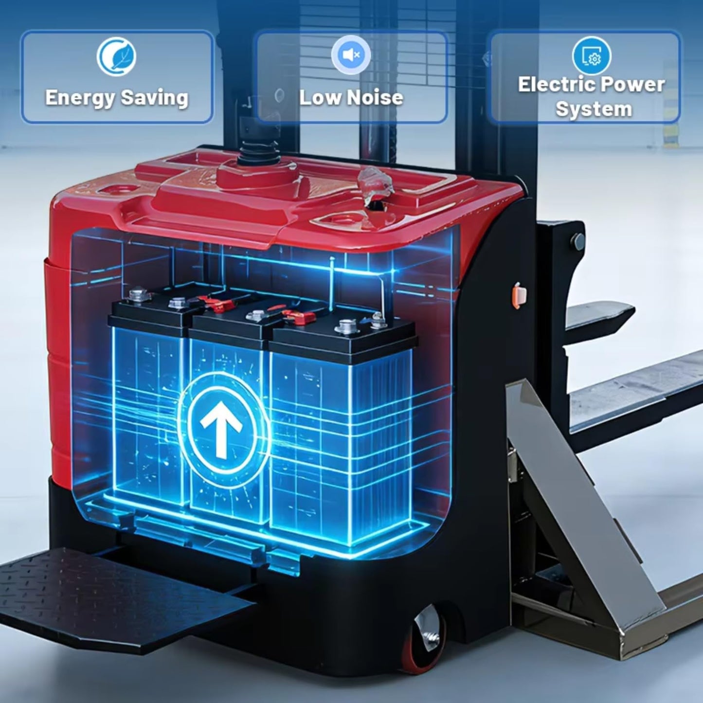 Electric Stacker Forklift with 1.5 Ton Capacity – Ideal for Material Handling in Warehouse & Industrial Settings – Efficient Powered Lift Truck for Heavy Duty Tasks
