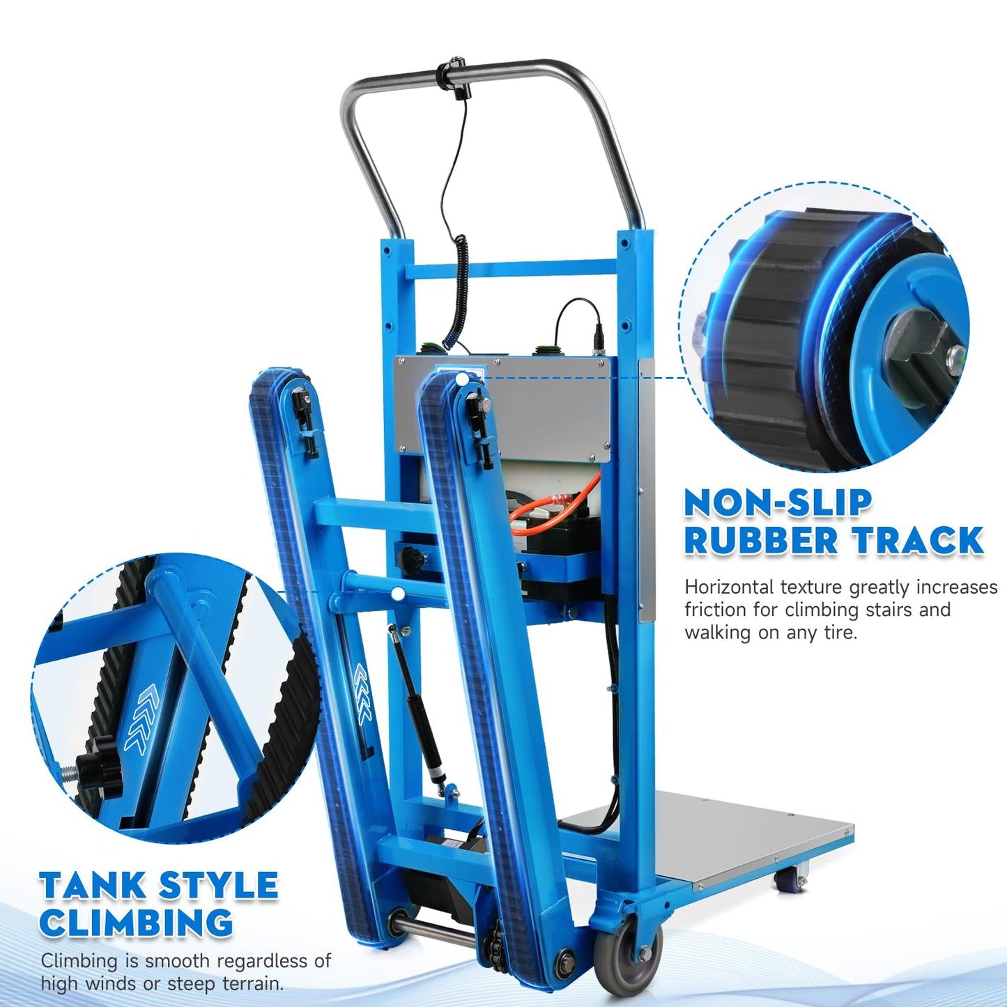 Electric Stair Climbing Dolly, 1250W Electric Stair Climbing Hand Truck, 900lbs Load Capacity, 3 Mode Folding Stair Climber Hand Trucks with Telescopic Handle for Moving Furniture (Blue)