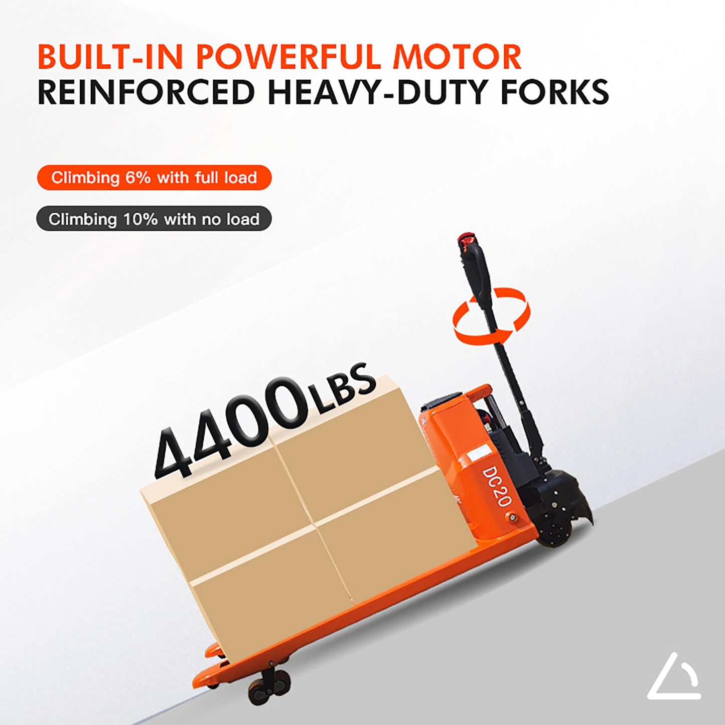 Electric Pallet Jack,4400 lb Capacity， Lithium Battery Powered Pallet Lift Truck，Fork Length 48 in. x 27 in.Multi-Function Operator Handle for Indoor Storage and Handling Pallet Truck-Orange Style