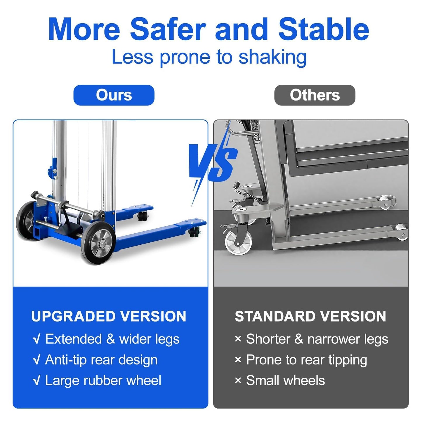 ELOMBR 2PCS Material Lift Winch Stacker, 3.54"-122" Height Range, 400 lbs Capacity, Hand Winch Lift Trucks for Warehouse, Factory, Library, 34.60" L x 24.80" W