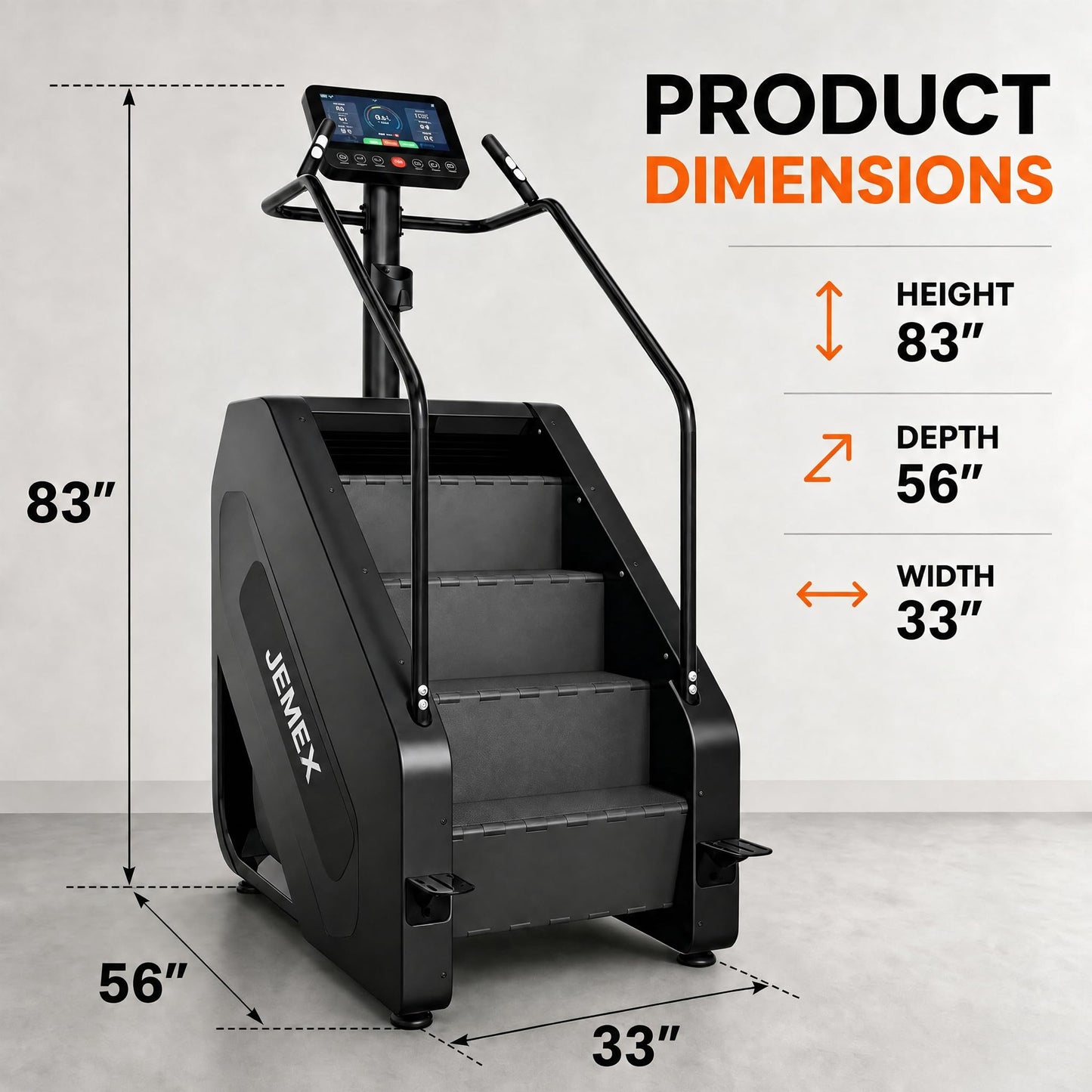 JEMEX Stair Stepper Machine, Heavy Duty Stair Climber with 15 Resistance Levels, Low Impact Cardio for Home Gym, Infrared Auto-Lock, LED or Standard Model, 375 lbs (Black, LED Display)