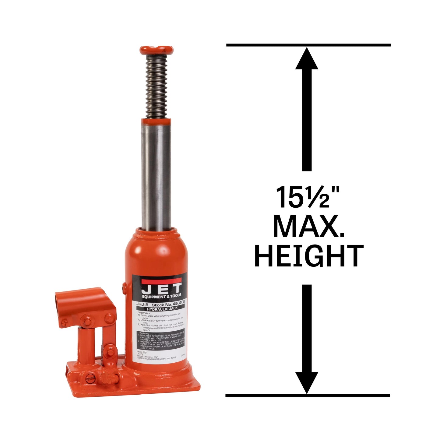 Jet 8-Ton Hydraulic Bottle Jack w/Handle (JHJ-8)